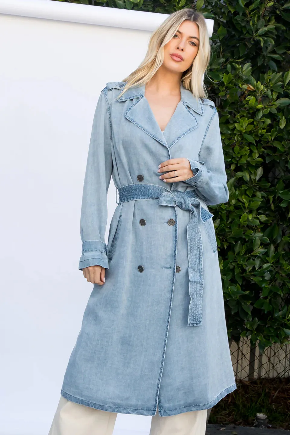 Olivia Tencel Denim Trench sold by Uforia Muse