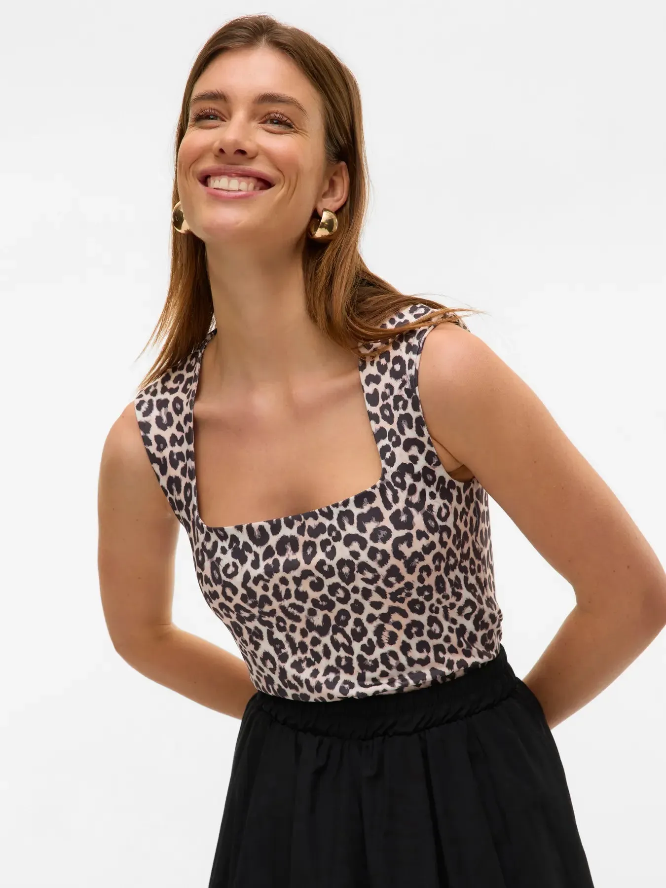 Million Squareneck Top- Leopard -Vero Moda sold by Uforia Muse