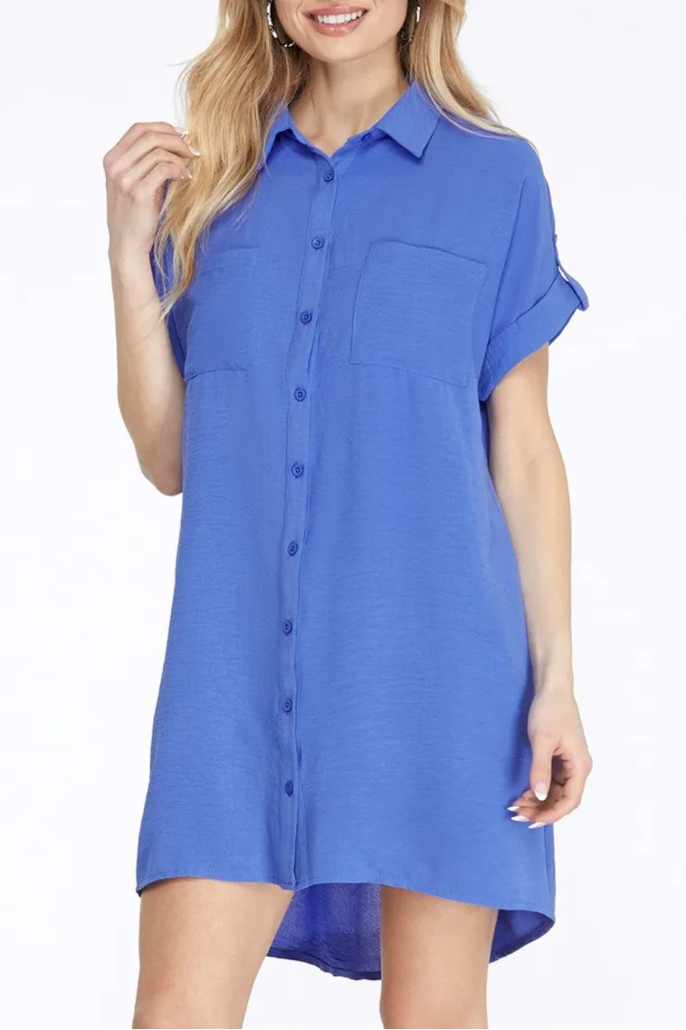 Eloise Shirt Dress - Cobalt - She & Sky sold by Uforia Muse product image thumbnail 3
