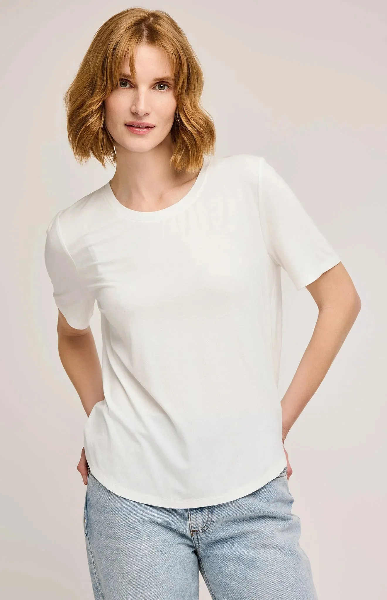 Brielle Tee- White-Gentle Fawn sold by Uforia Muse