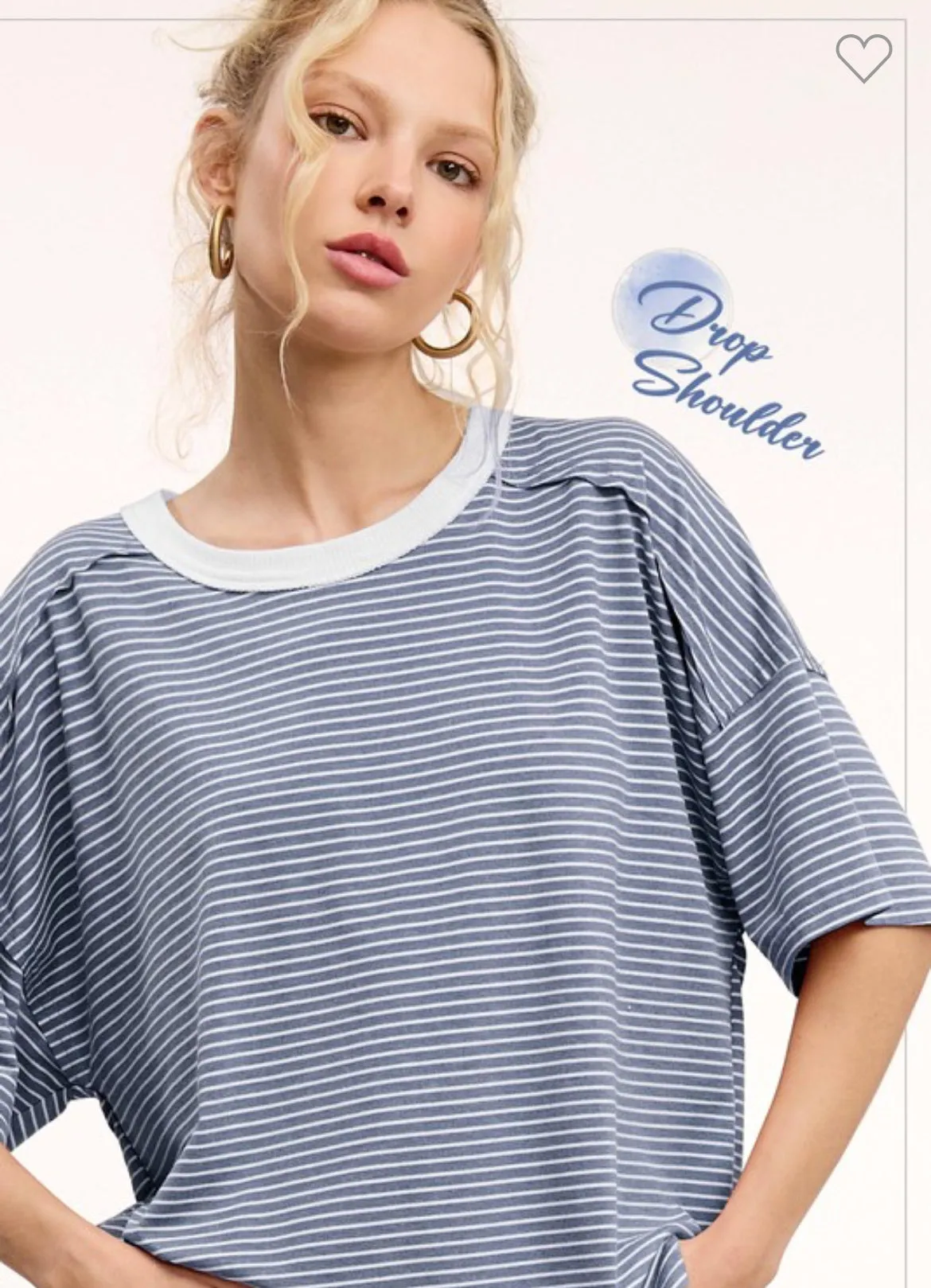 Maze Striped Tee- Denim sold by Uforia Muse product image thumbnail 2