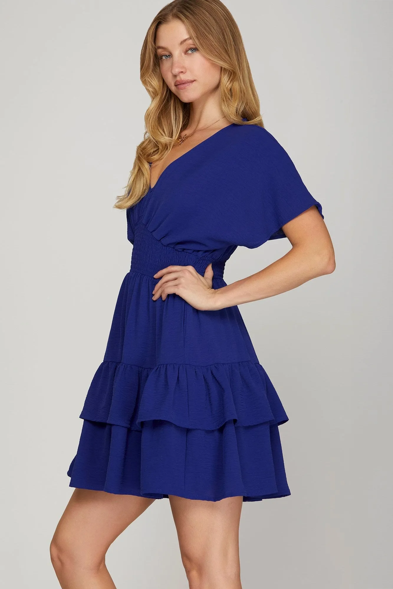 Brea Tiered Dress-Royal- She & Sky sold by Uforia Muse product image thumbnail 2