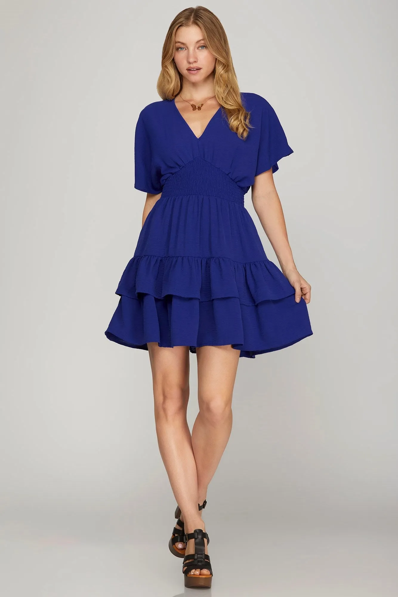 Brea Tiered Dress-Royal- She & Sky sold by Uforia Muse product image thumbnail 4