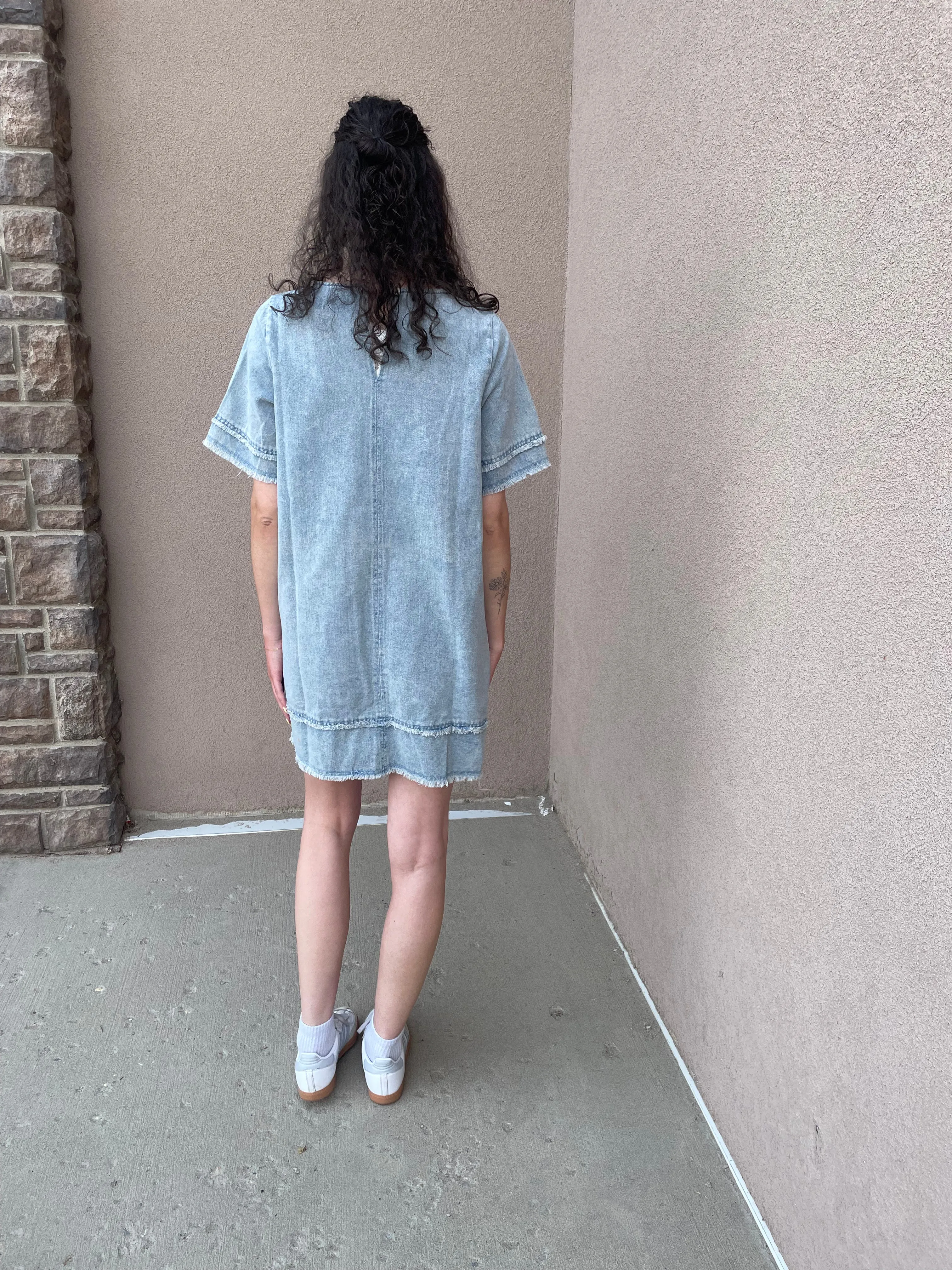 Oversize Denim Shift Dress sold by Uforia Muse product image thumbnail 4