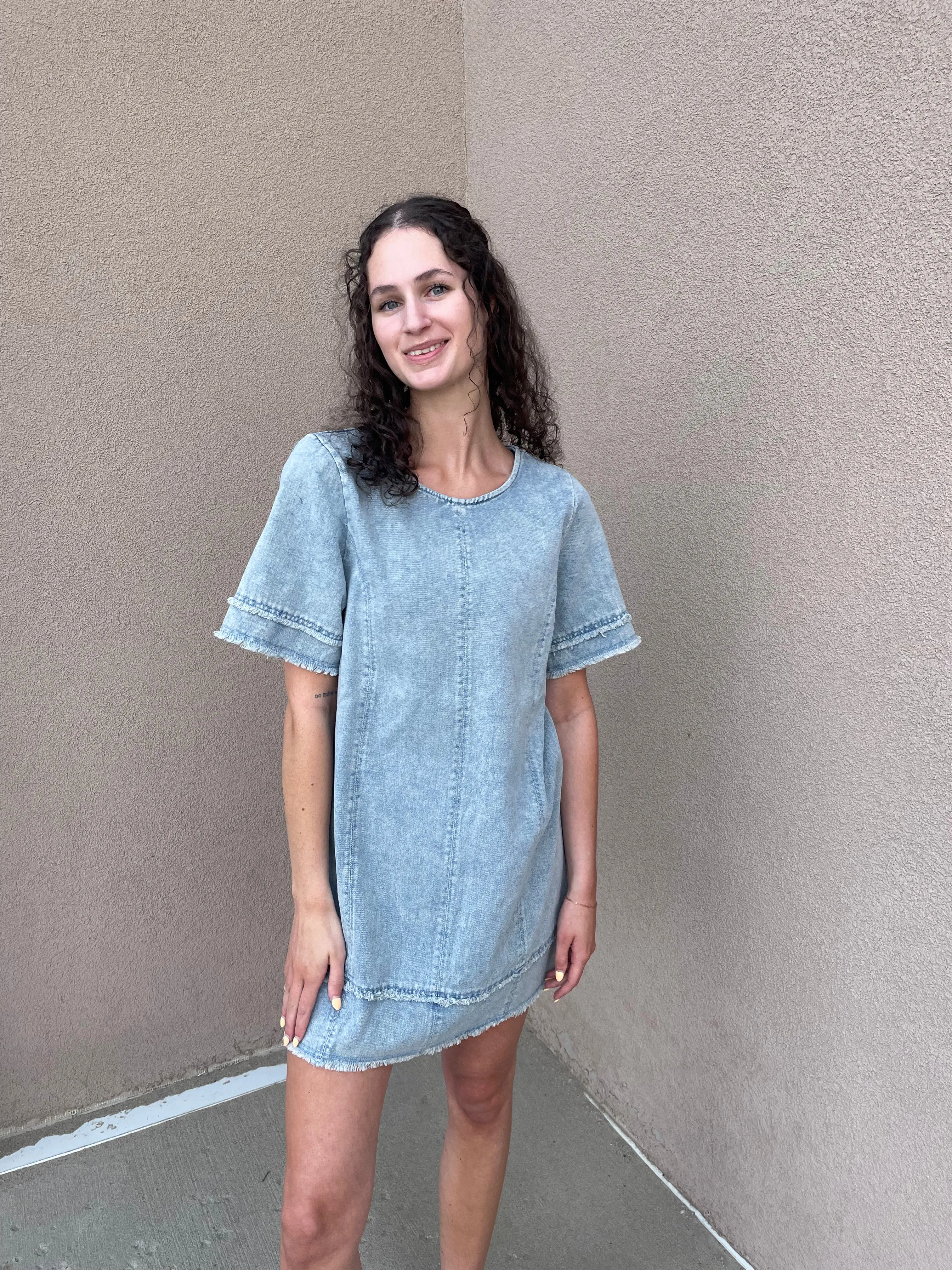 Oversize Denim Shift Dress sold by Uforia Muse product image thumbnail 5