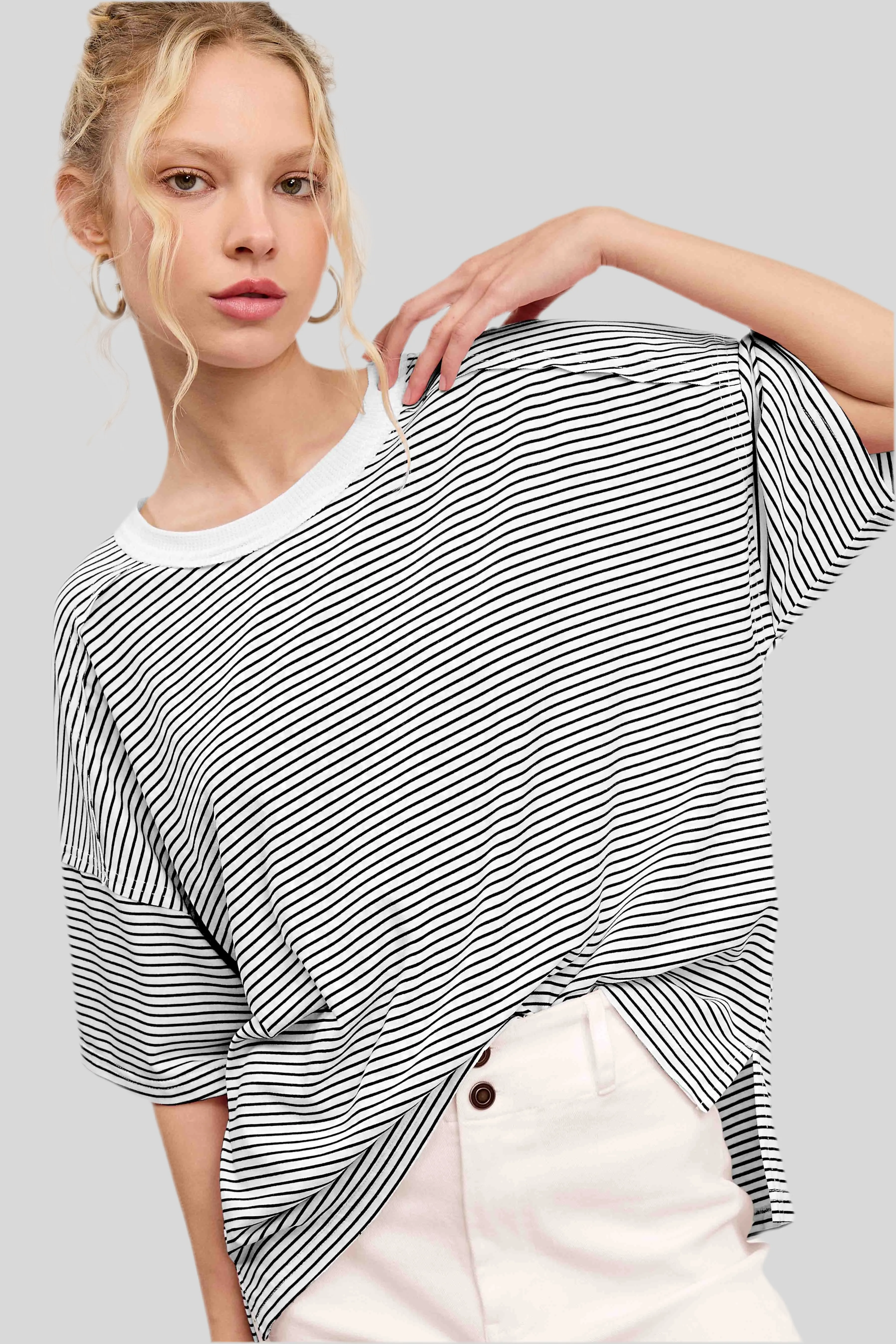 Maze Striped Tee-Blk sold by Uforia Muse