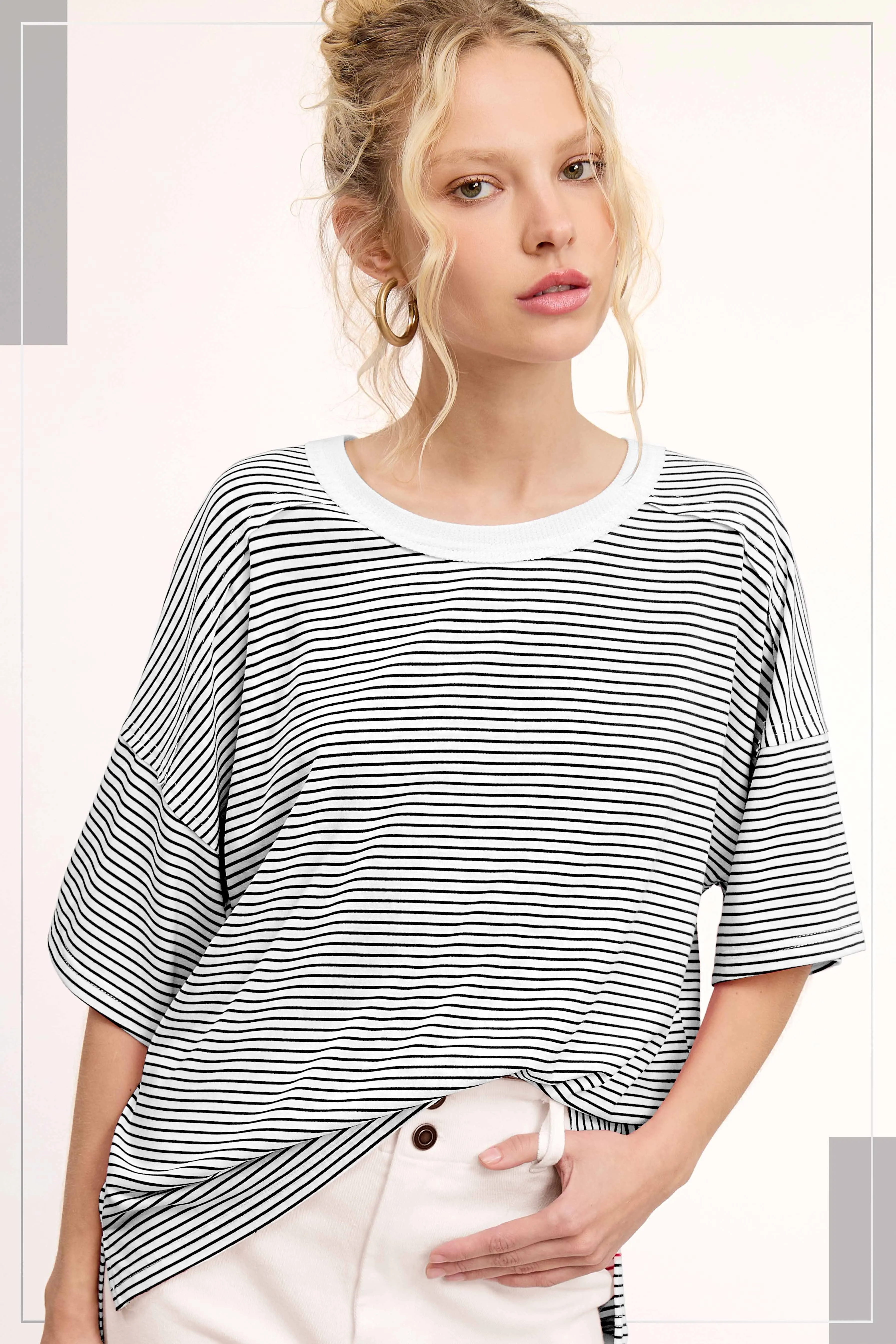 Maze Striped Tee-Blk sold by Uforia Muse product image thumbnail 4