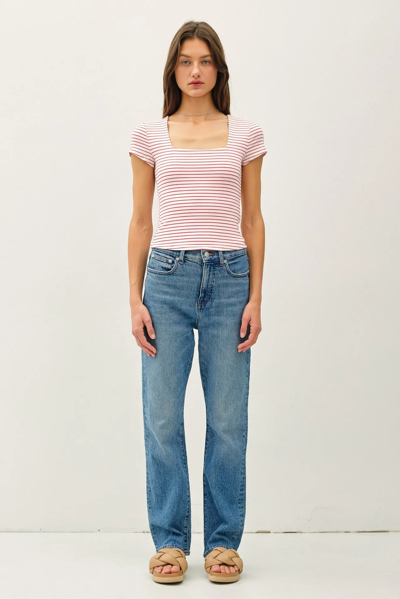 Becca Striped Tee-Red sold by Uforia Muse product image thumbnail 4