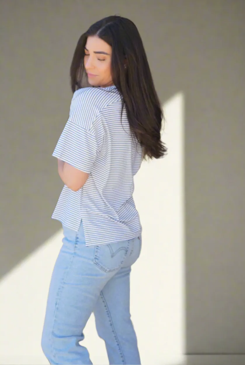 Mazzy Striped Tee- Shop Teach sold by Uforia Muse product image thumbnail 3