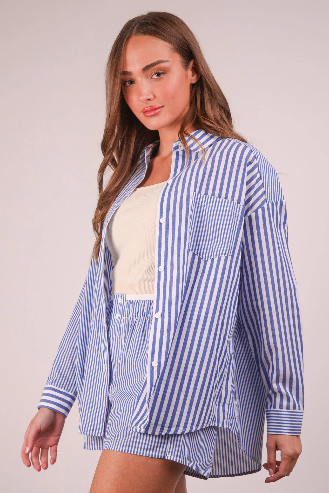 Braylen Striped Shirt-Blue sold by Uforia Muse product image thumbnail 2