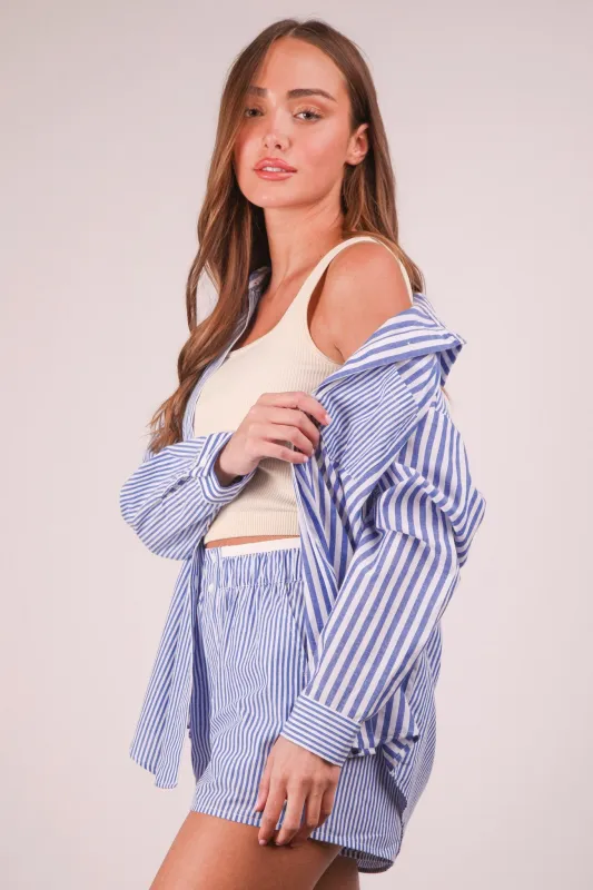 Braylen Striped Shorts-Blue sold by Uforia Muse