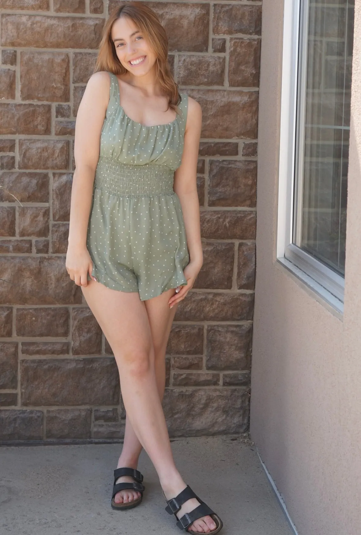 Sage Heart Romper sold by Uforia Muse product image thumbnail 2