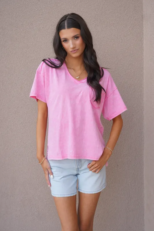 Mineral Wash Tee-Pink sold by Uforia Muse