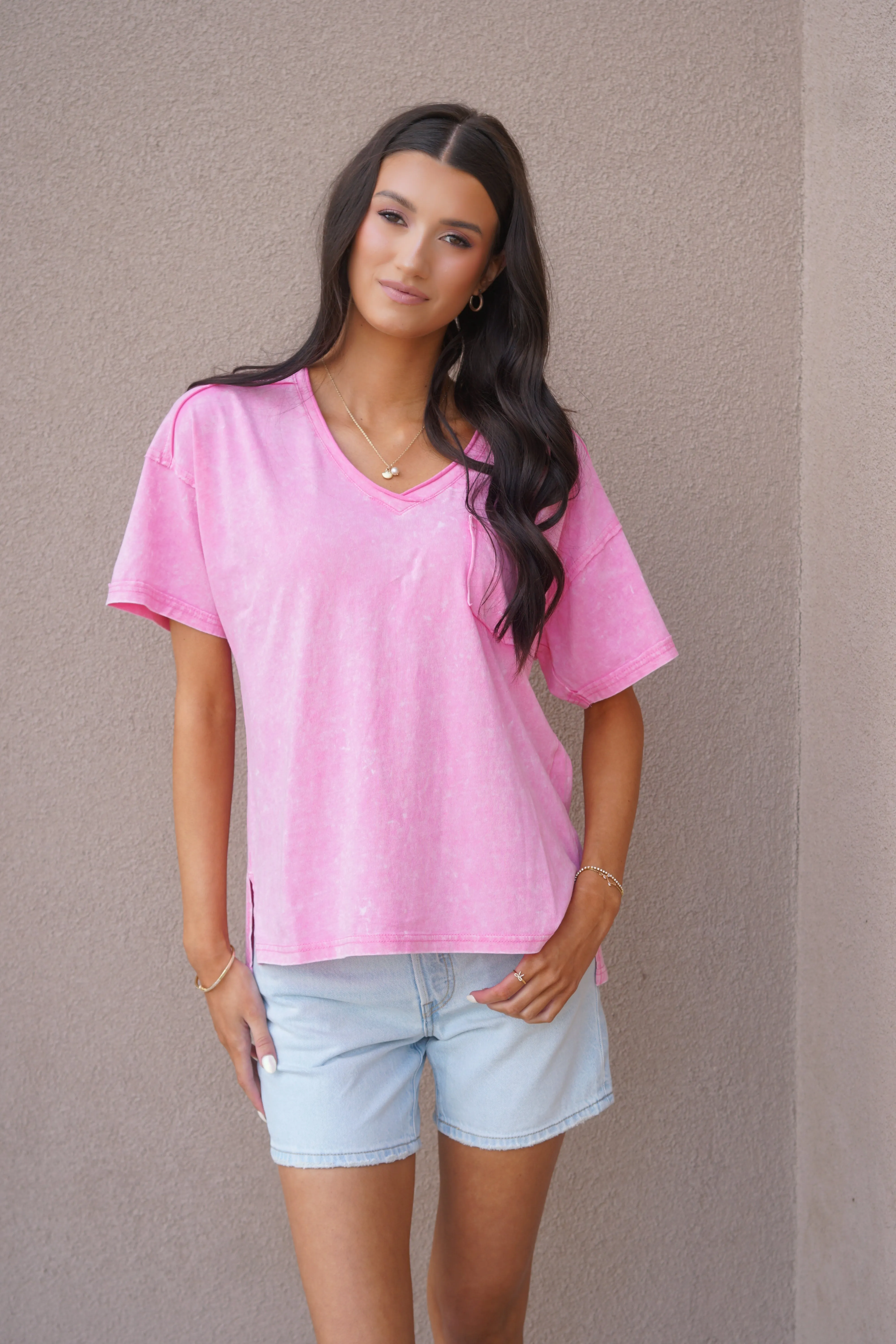 Mineral Wash Tee-Pink sold by Uforia Muse product image thumbnail 2