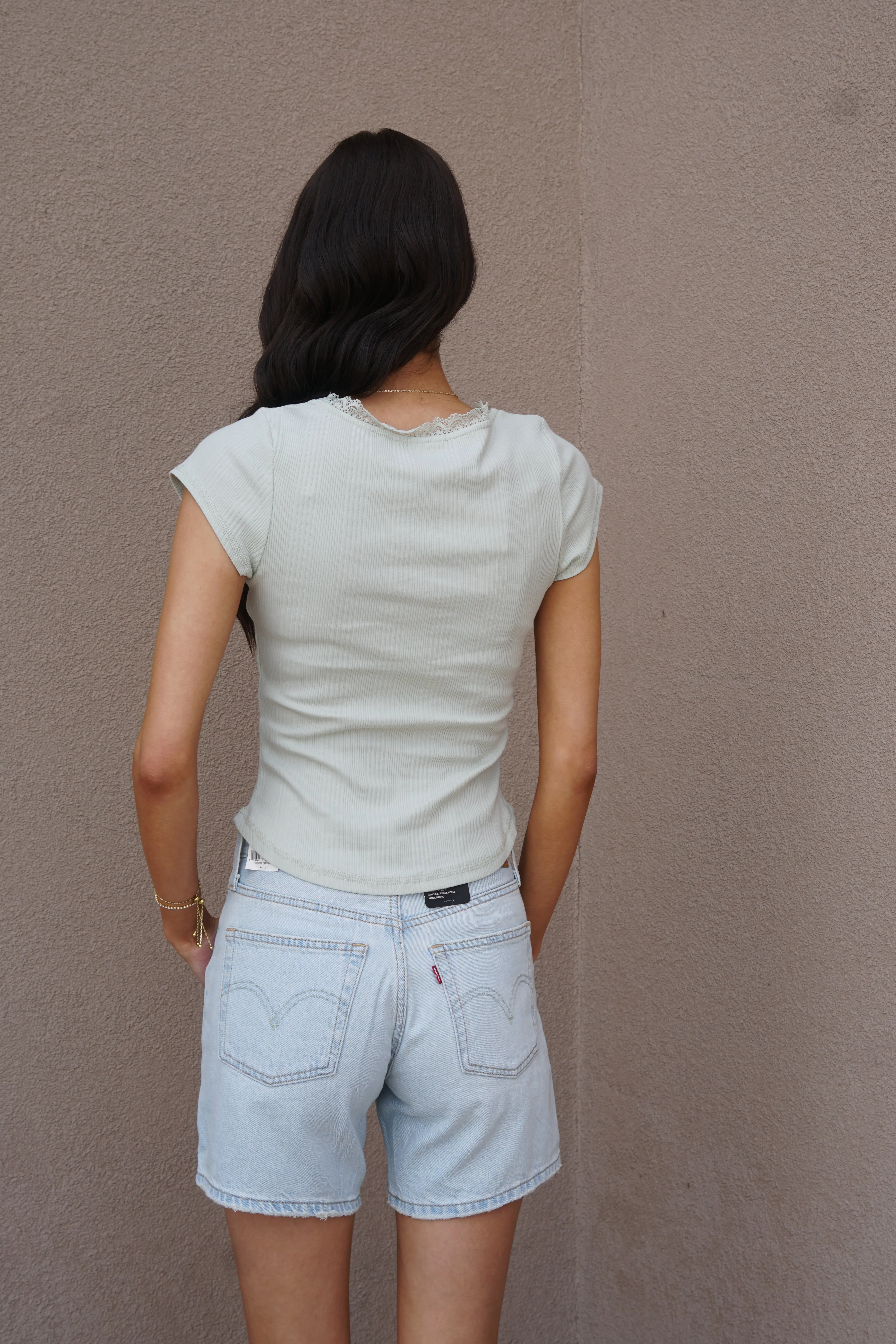 Pale Sage Rib Tee sold by Uforia Muse product image thumbnail 3