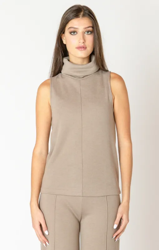 Rolled Neck Top- Black Tape sold by Uforia Muse