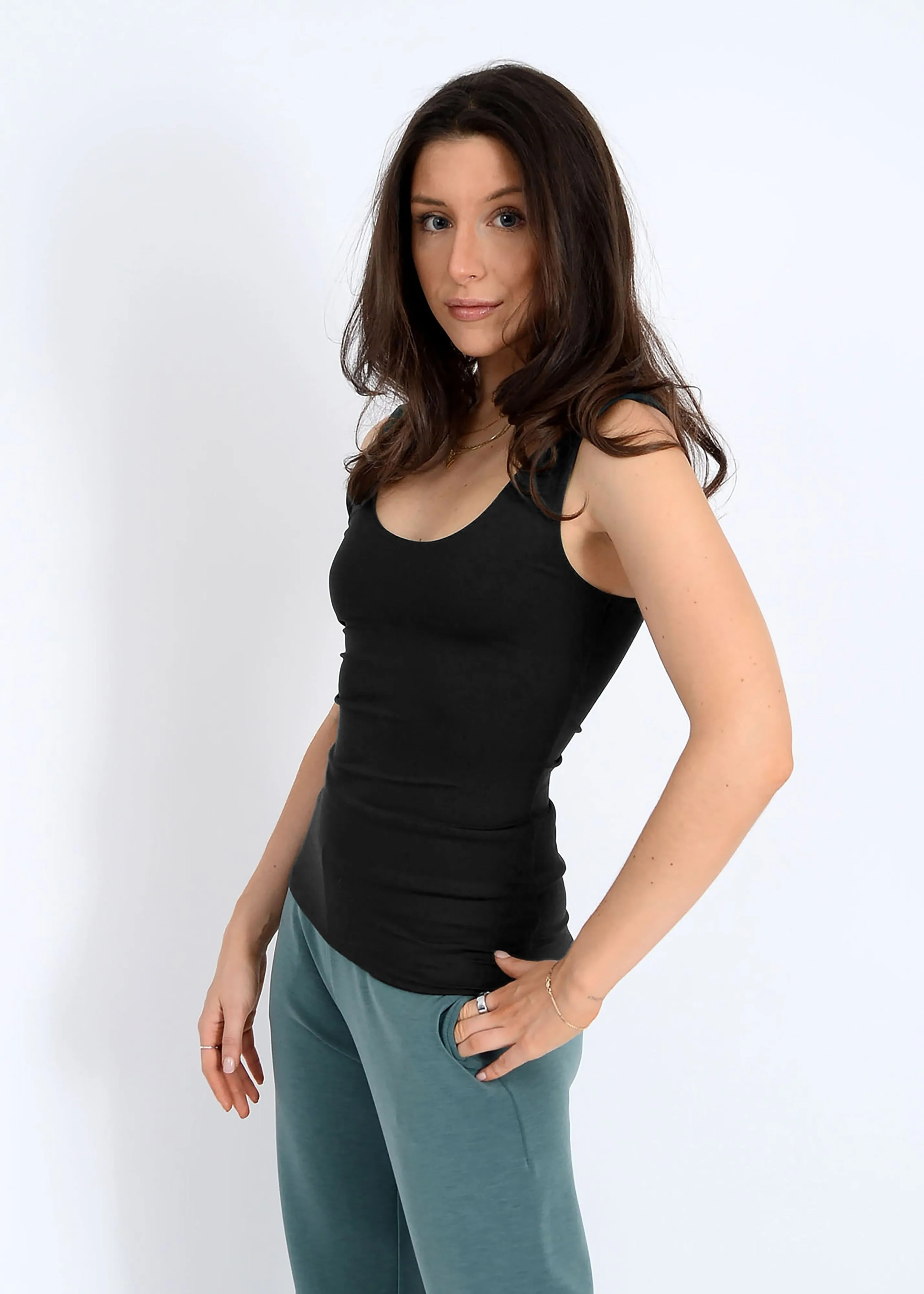 Tanith Tank- Second Skin-BLK-Rd Style sold by Uforia Muse