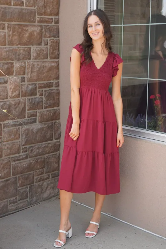 Flutter Sleeve Midi Dress - 2 colours sold by Uforia Muse