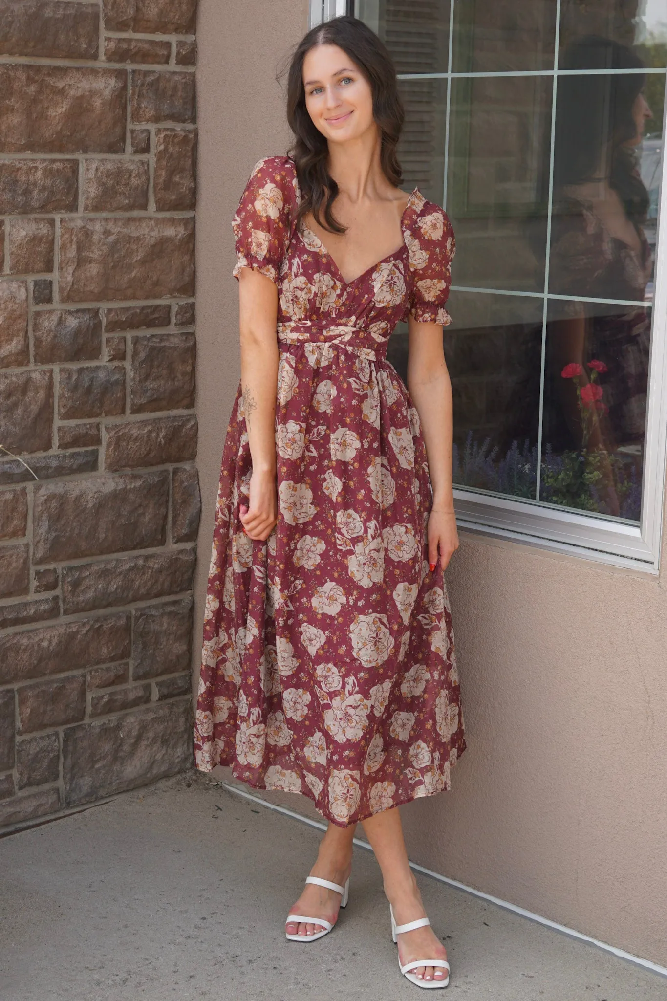 Fiona Floral Midi Dress sold by Uforia Muse