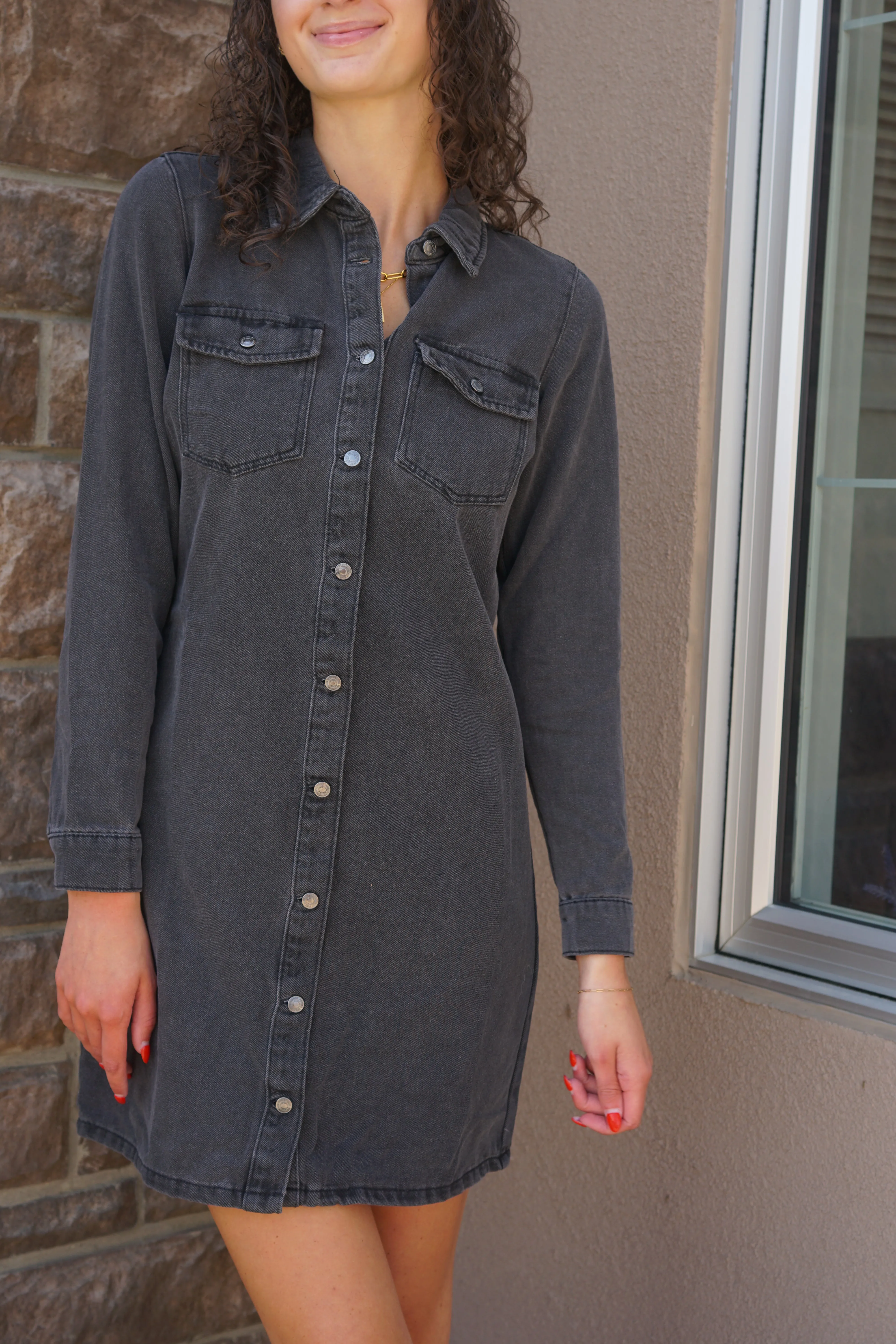 Jennie LS Denim Dress-BLK-Vero Moda sold by Uforia Muse product image thumbnail 3