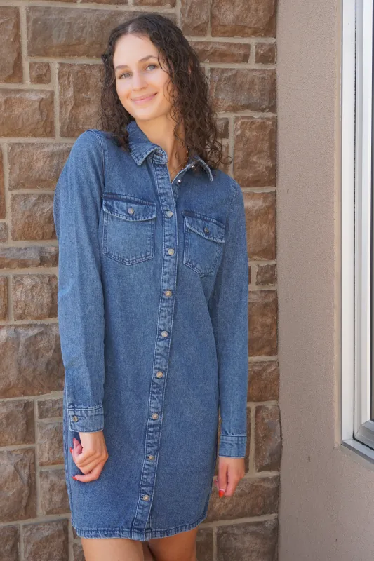 Jennie LS Denim Dress-Vero Moda sold by Uforia Muse
