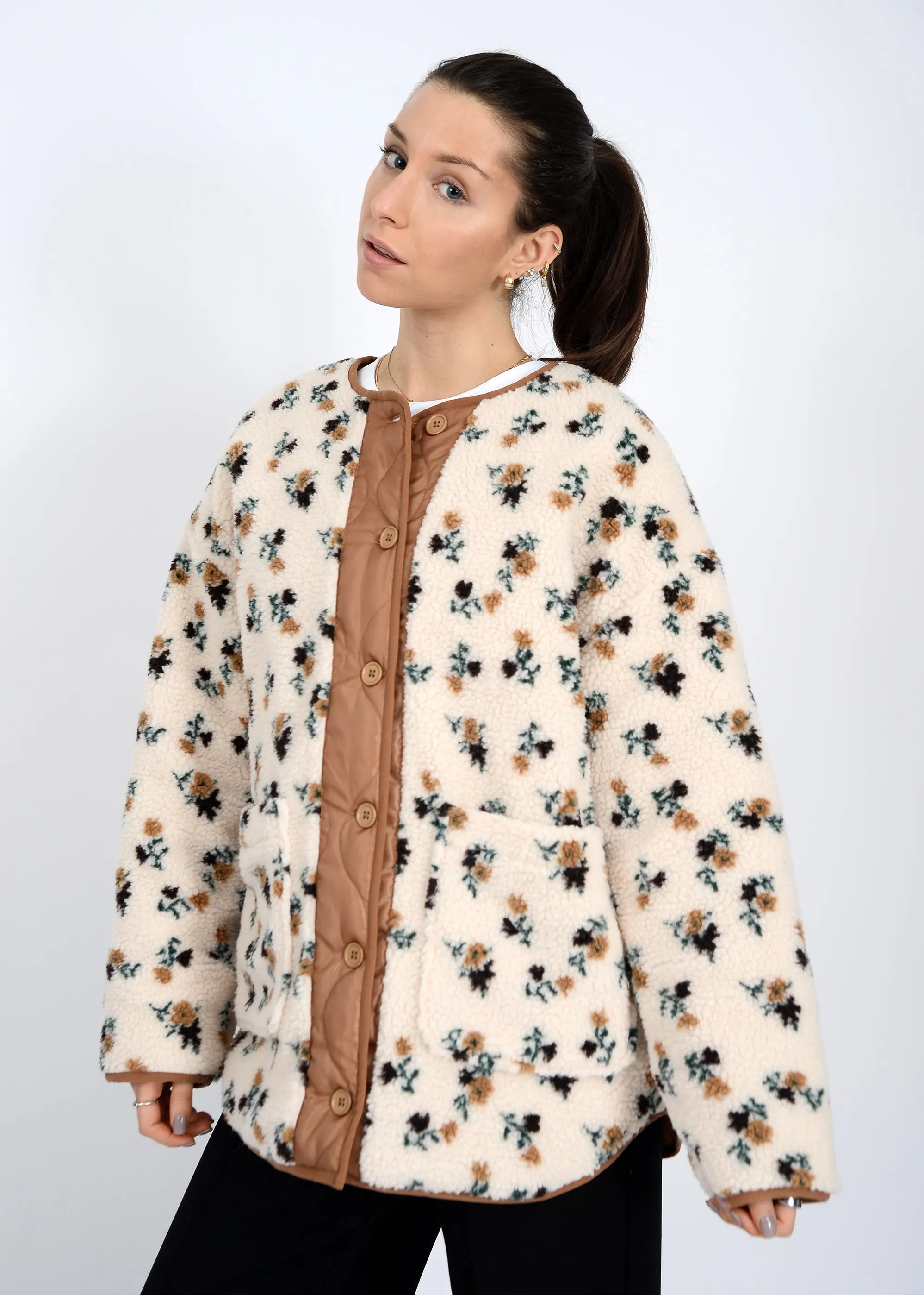 Sophia Sherpa Button Jacket- Rd Style sold by Uforia Muse product image thumbnail 3