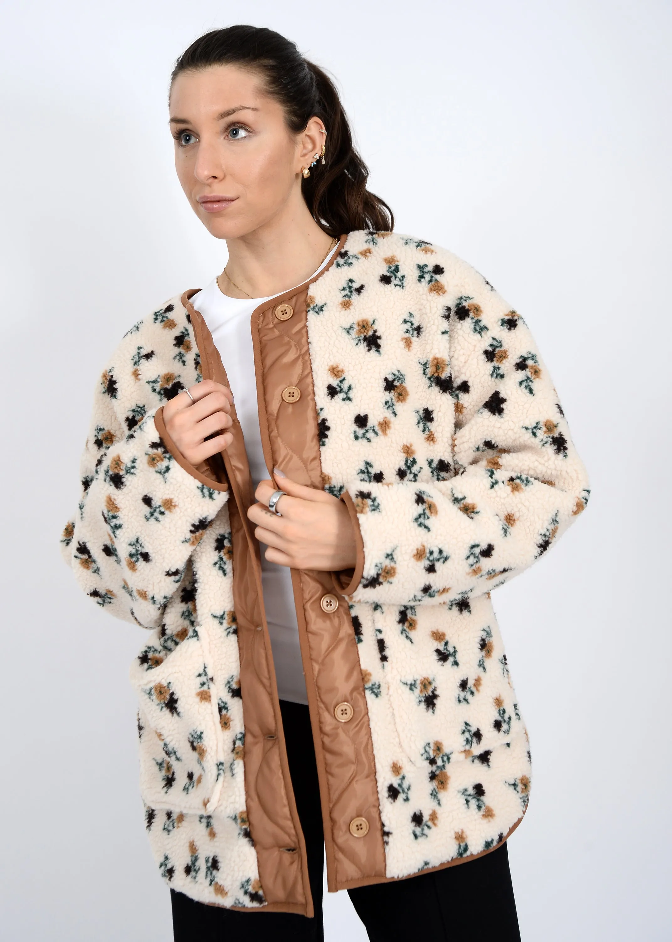 Sophia Sherpa Button Jacket- Rd Style sold by Uforia Muse