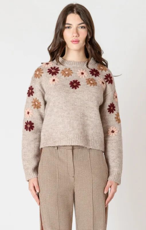 Fall Flowers Knit Sweater-Black Tape sold by Uforia Muse