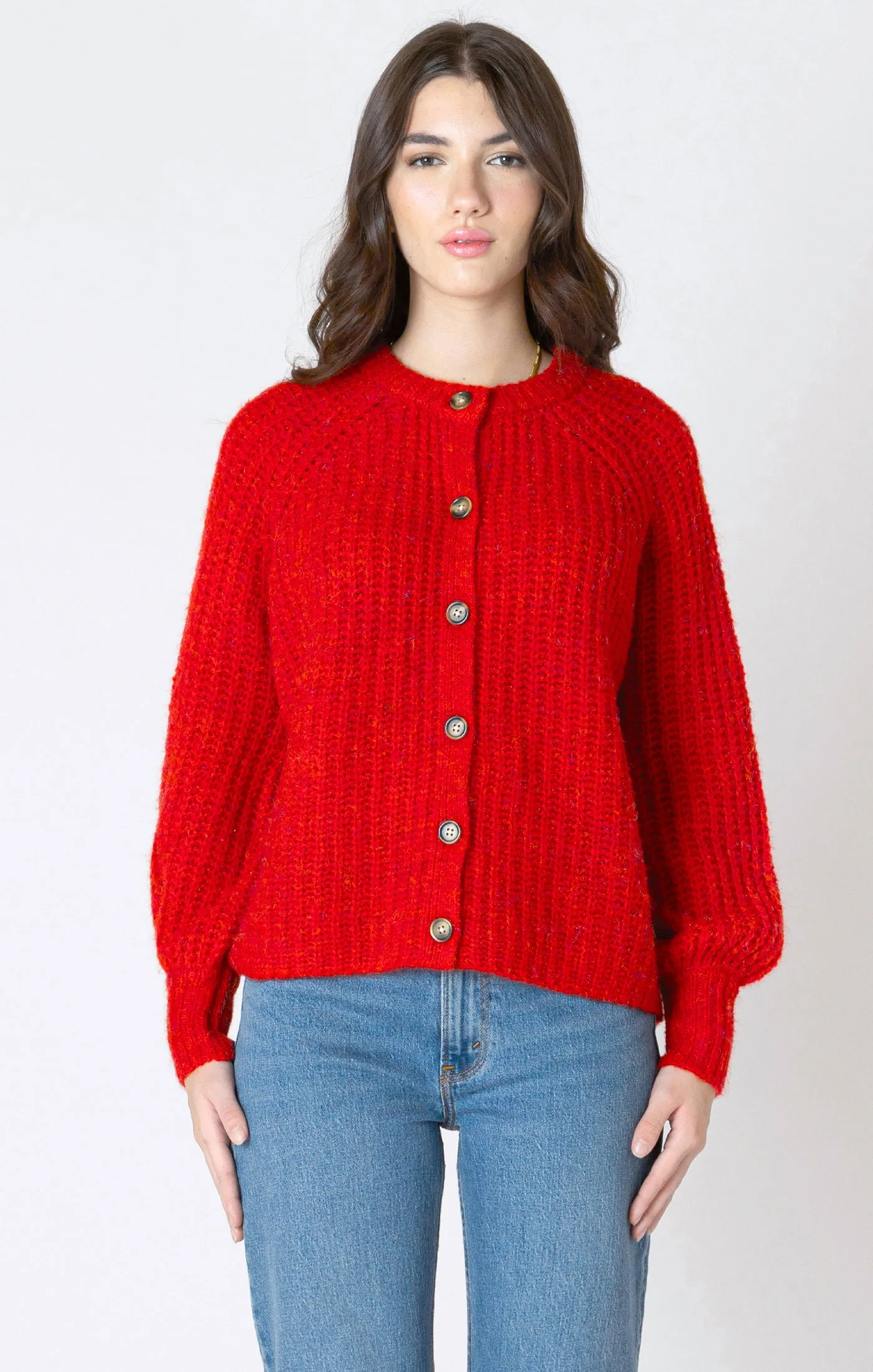 Red Melange Cardigan-Dex sold by Uforia Muse