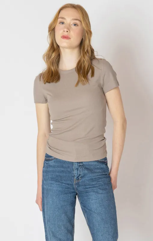 Basic Rib Tee-Almond- Dex sold by Uforia Muse