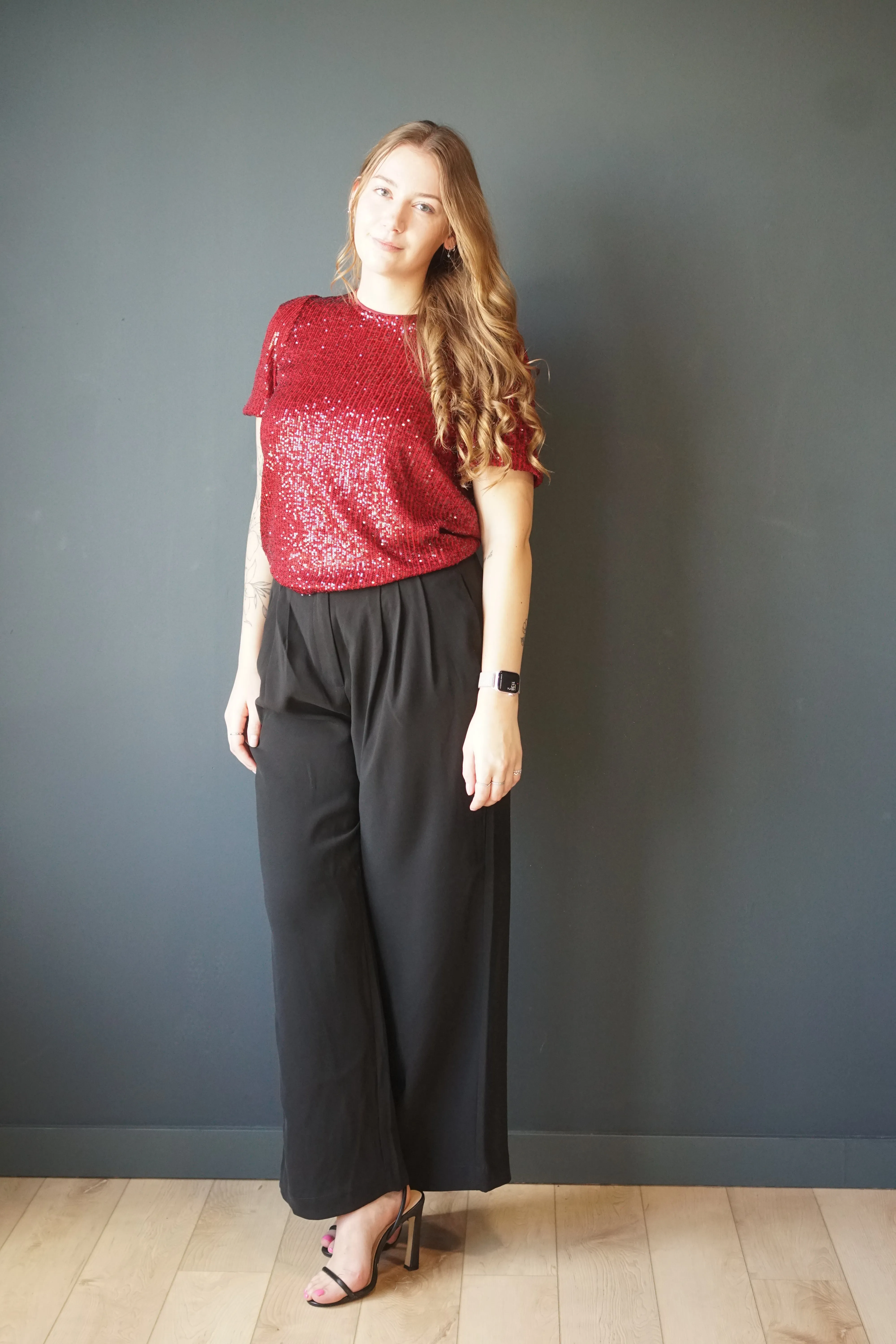 Flowy Trouser Pant- Black Tape sold by Uforia Muse product image thumbnail 2