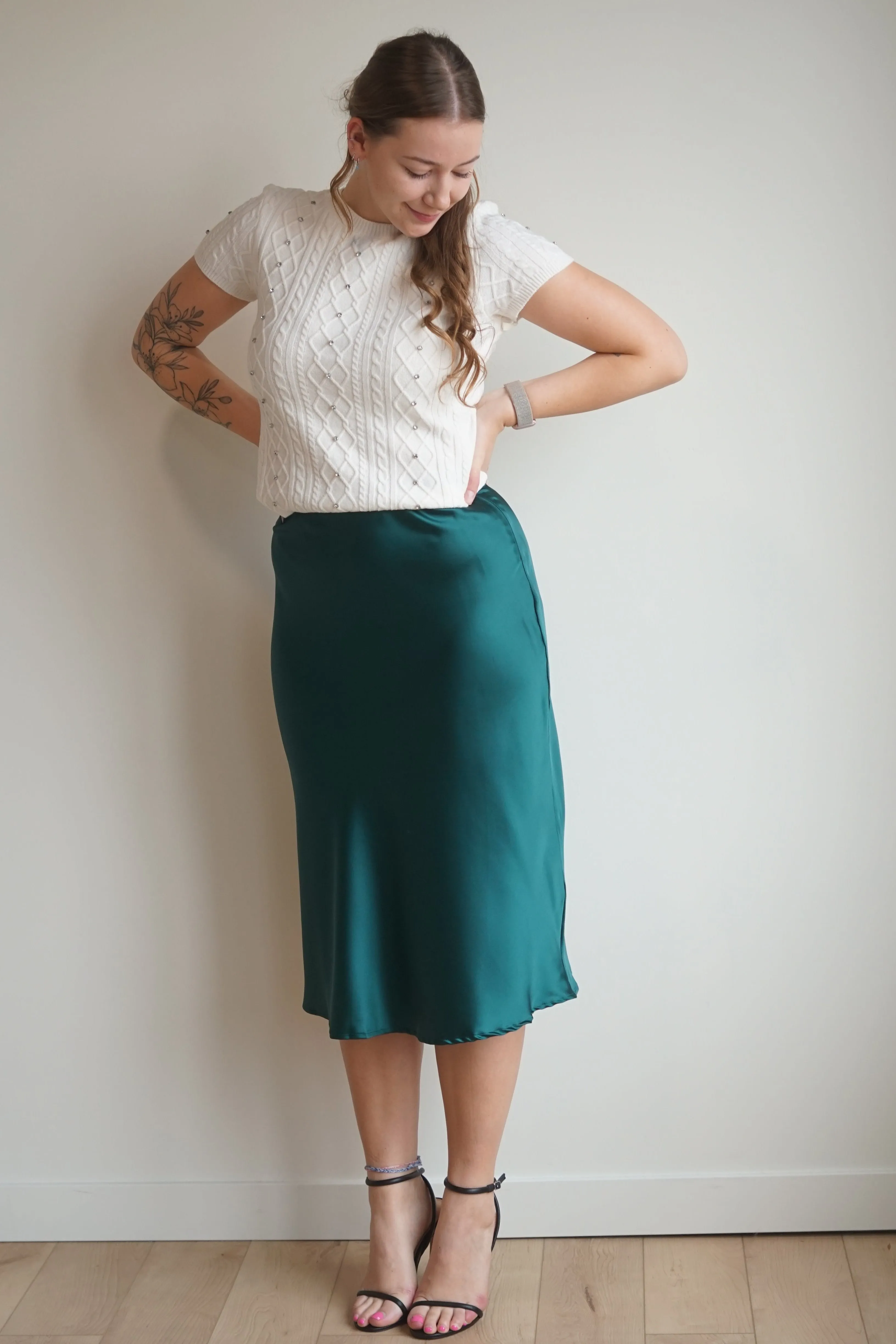 Enchantment Midi Skirt-Emerald sold by Uforia Muse