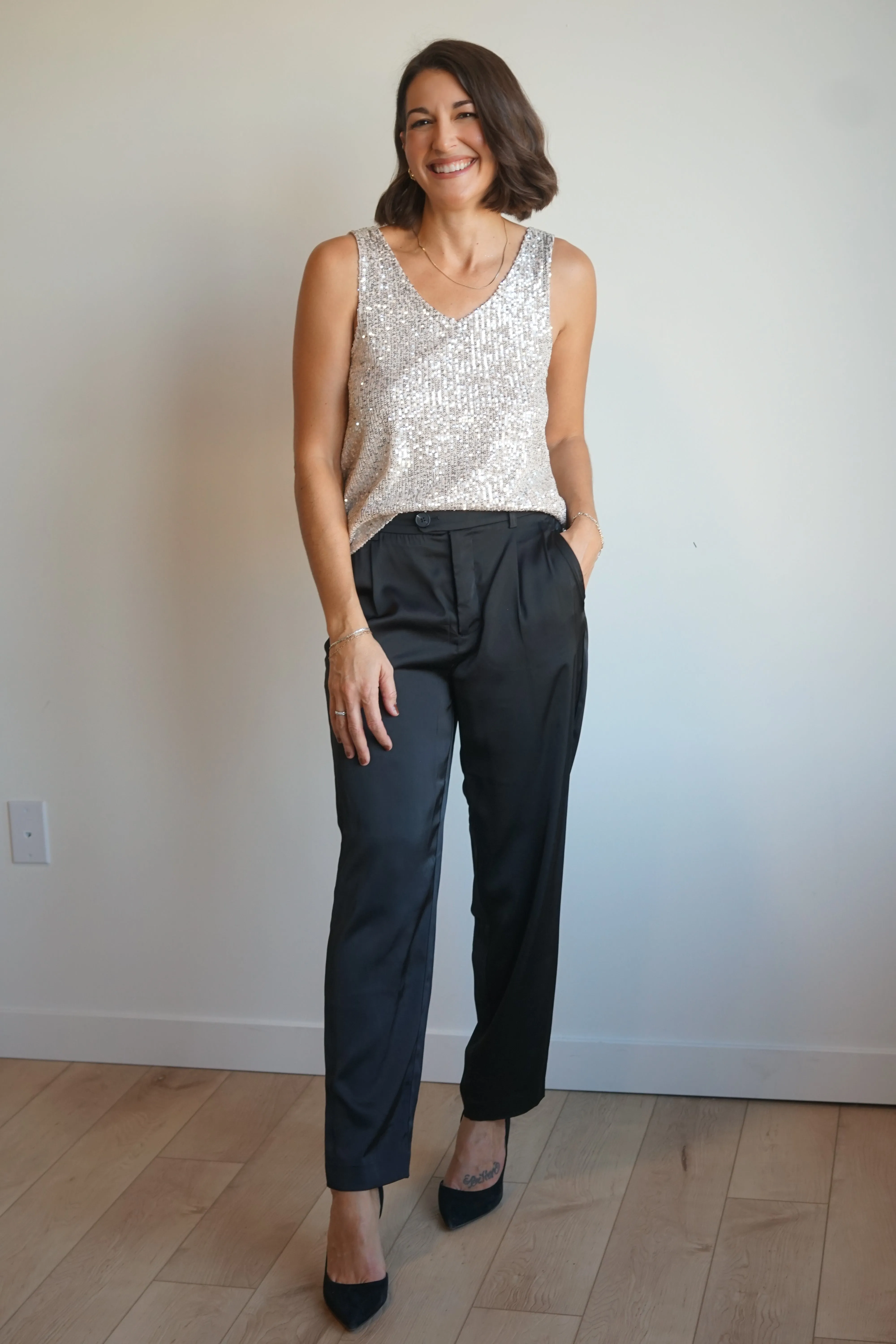 Lana Sequin Tank-Stone-Only sold by Uforia Muse product image thumbnail 3