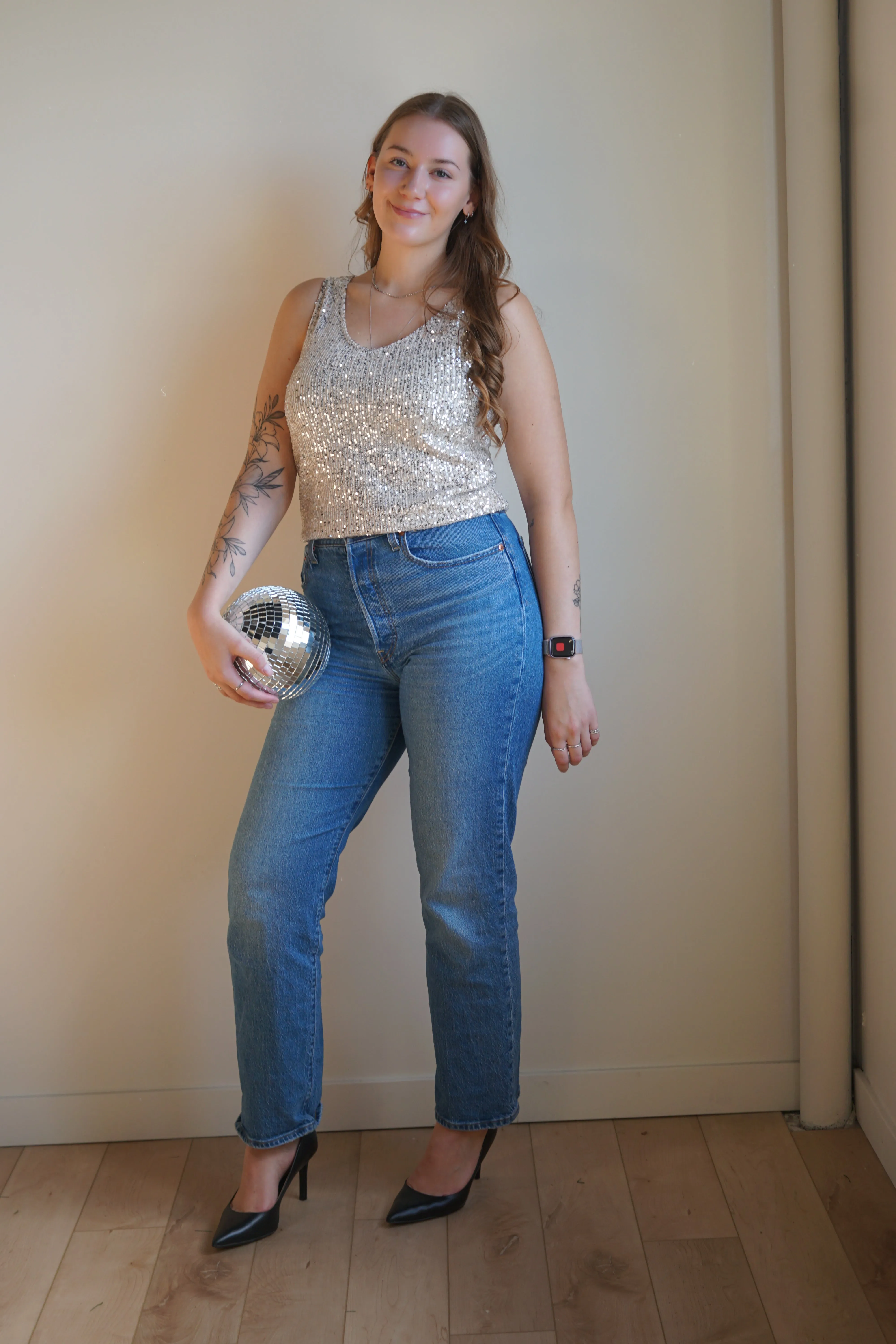 Lana Sequin Tank-Stone-Only sold by Uforia Muse product image thumbnail 5