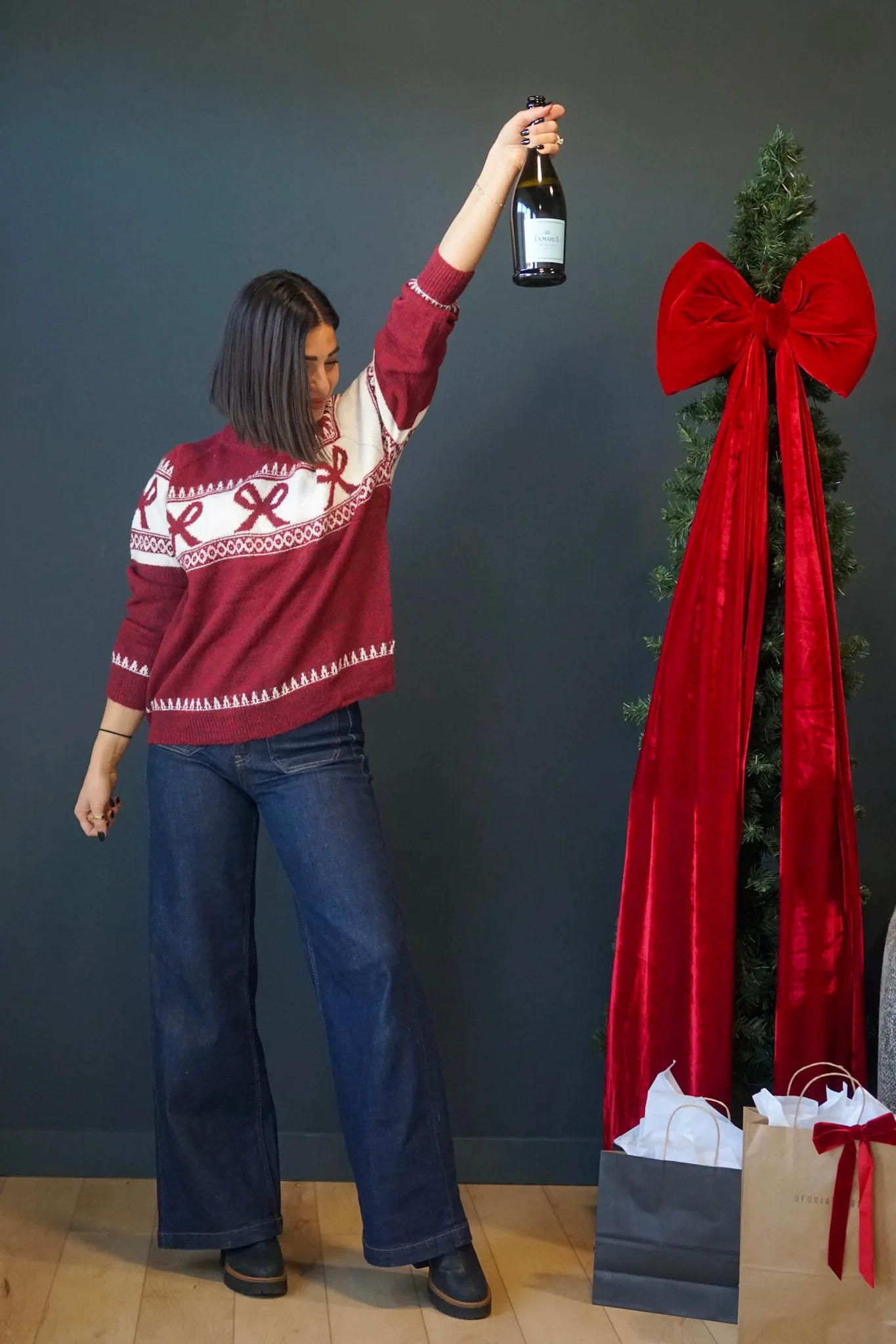 Fair Isle Sweater-Dark Cherry- Shop Teach sold by Uforia Muse product image thumbnail 3