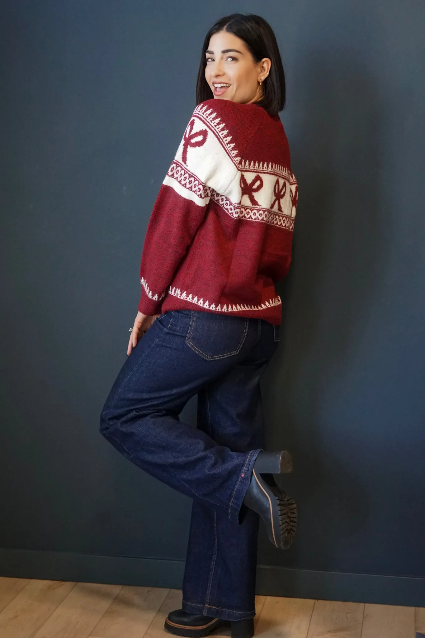 Fair Isle Sweater-Dark Cherry- Shop Teach sold by Uforia Muse product image thumbnail 5