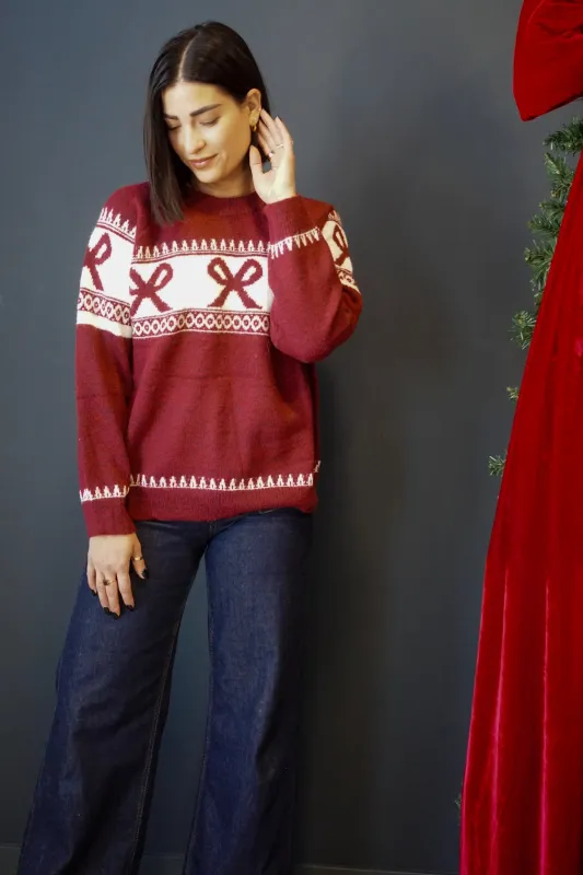 Fair Isle Sweater-Dark Cherry- Shop Teach sold by Uforia Muse