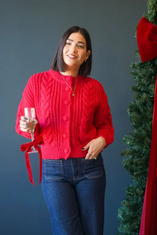 Candy Cane Cardi-Scarlet-Shop Teach sold by Uforia Muse