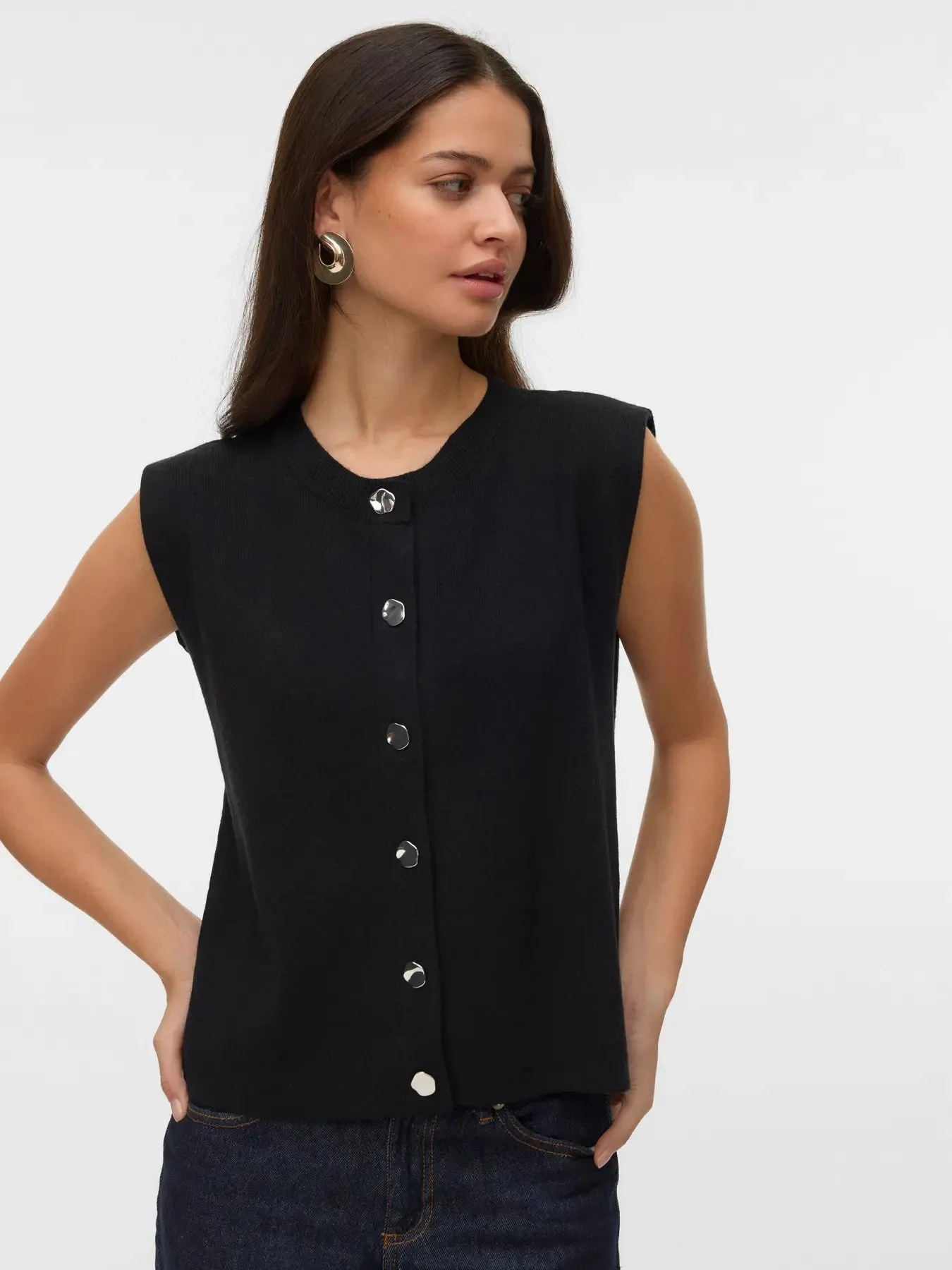 G Button Knit Vest- Vero Moda sold by Uforia Muse