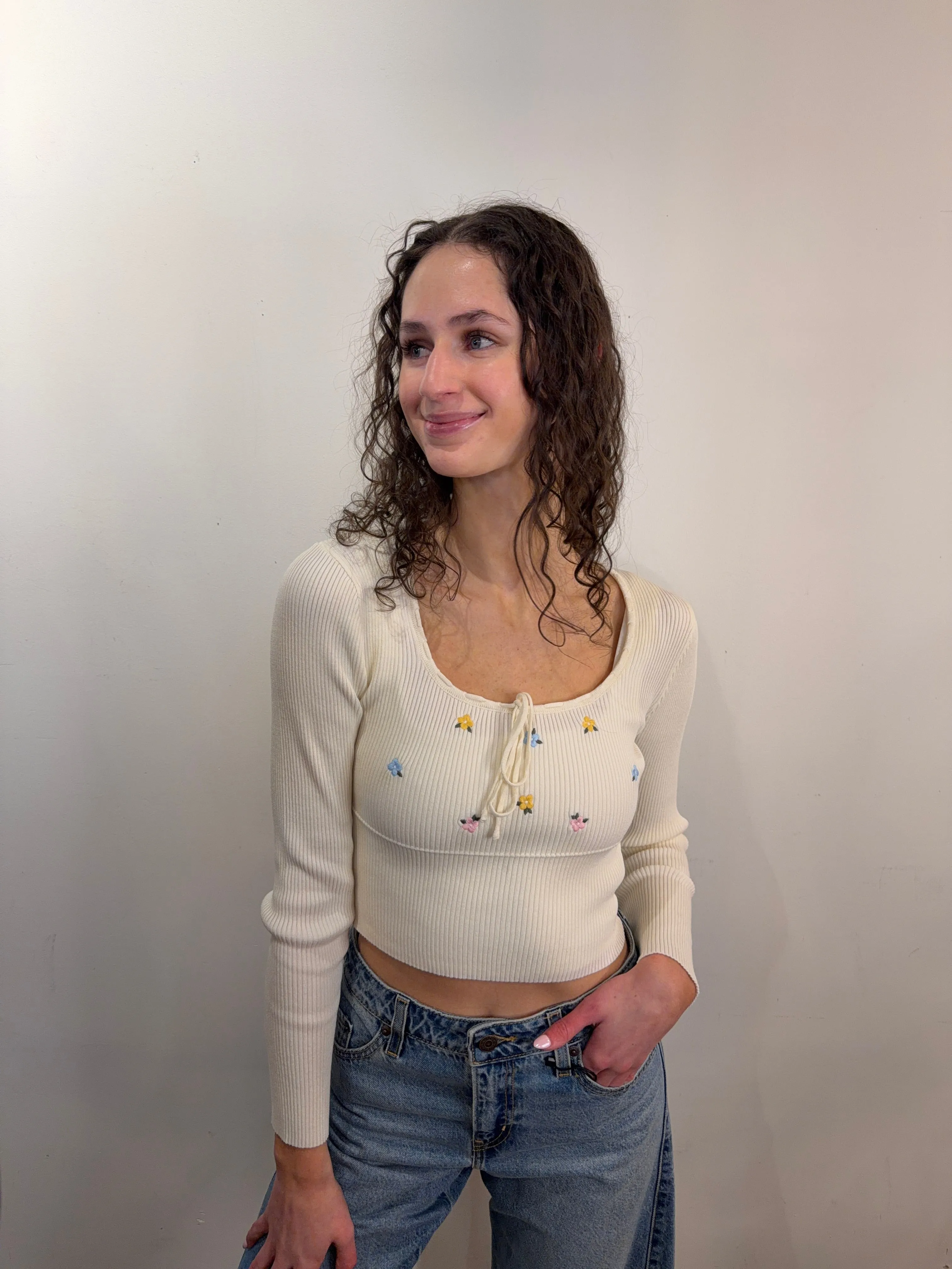 Abbey Embroidered Crop sold by Uforia Muse