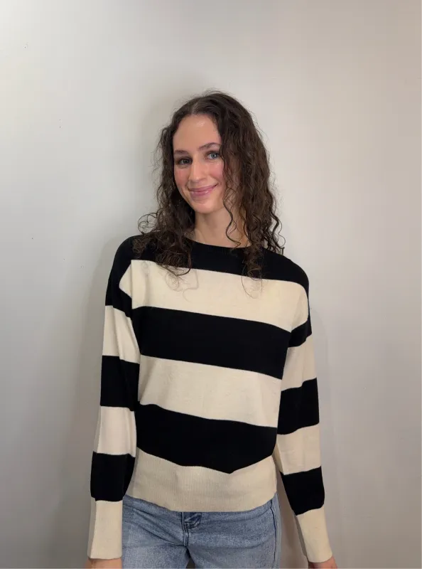 Senta Stripe Pullover-Black-Only made by Only