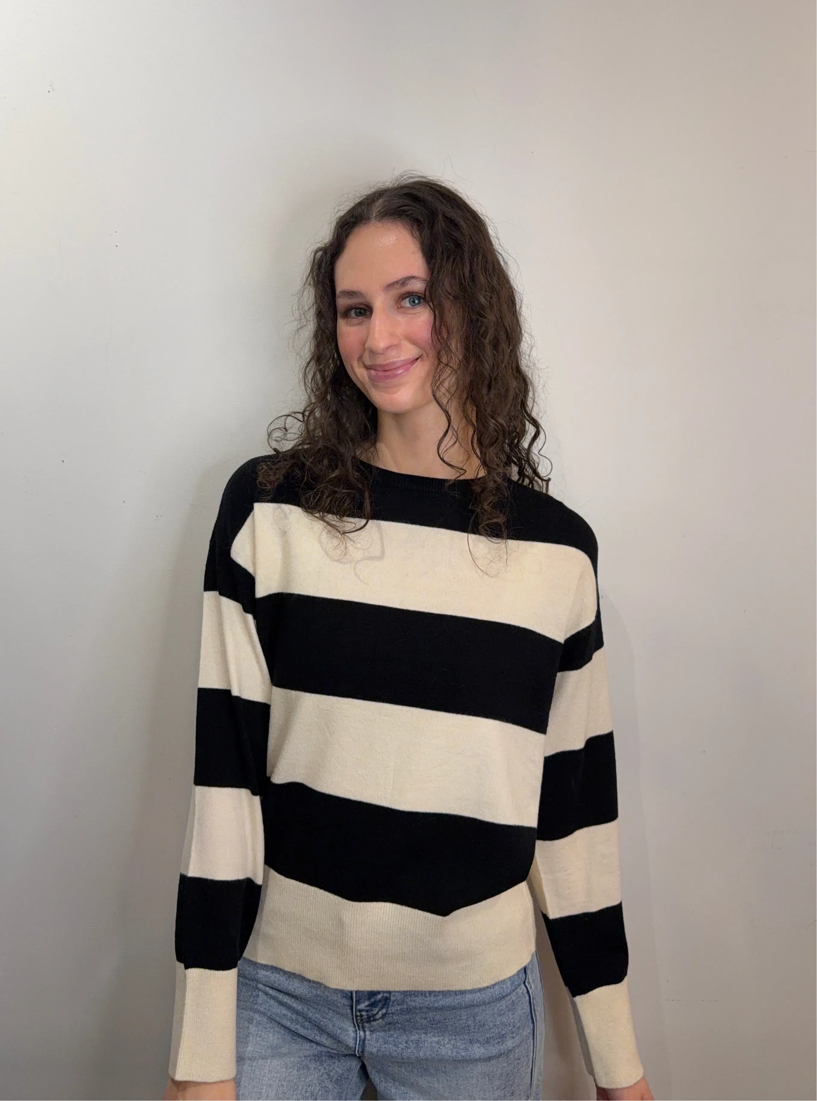 Senta Stripe Pullover-Black-Only sold by Uforia Muse