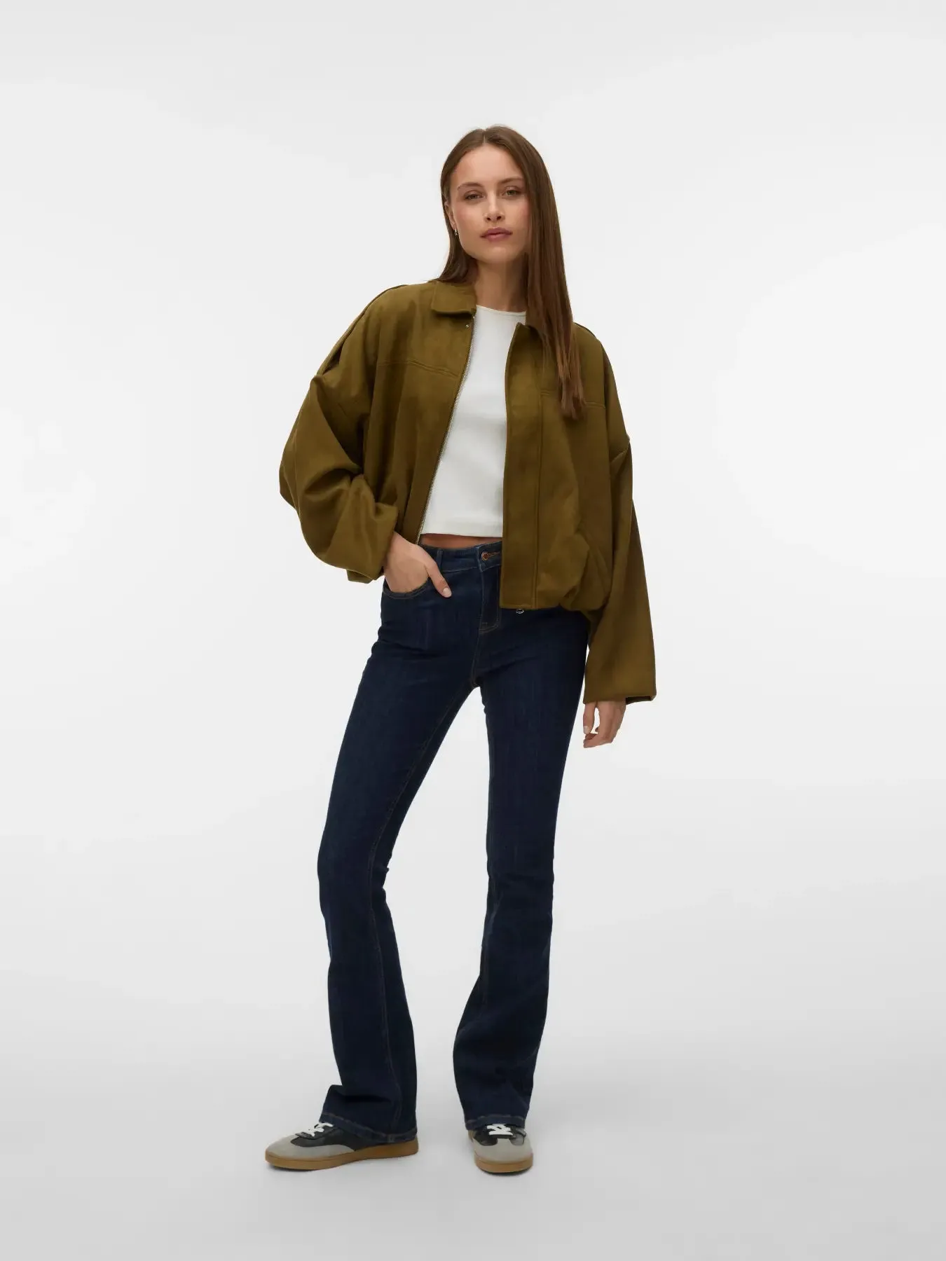 Hazel Faux Suede Bomber-Olive-Vero Moda sold by Uforia Muse product image thumbnail 4