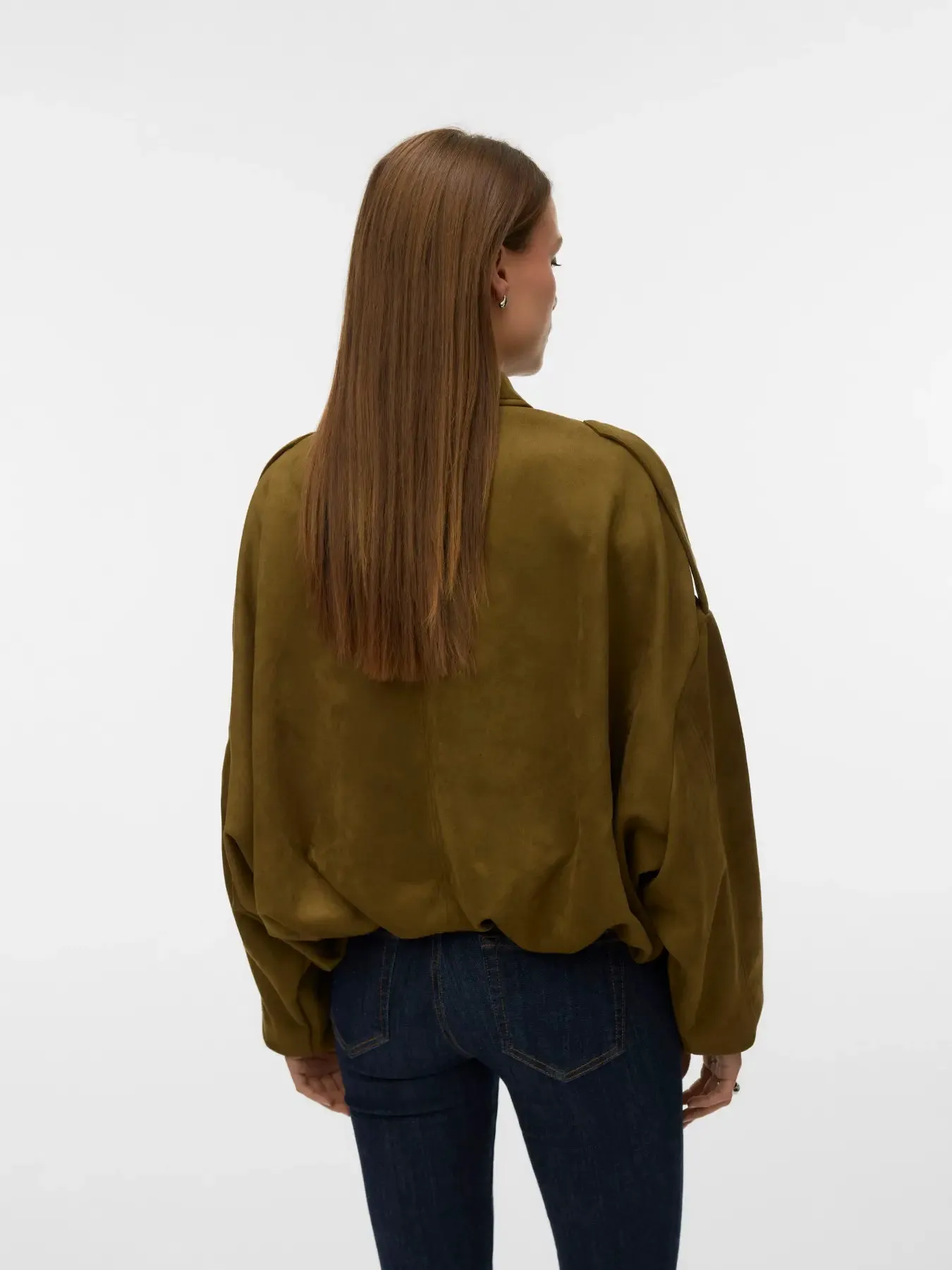 Hazel Faux Suede Bomber-Olive-Vero Moda sold by Uforia Muse product image thumbnail 2