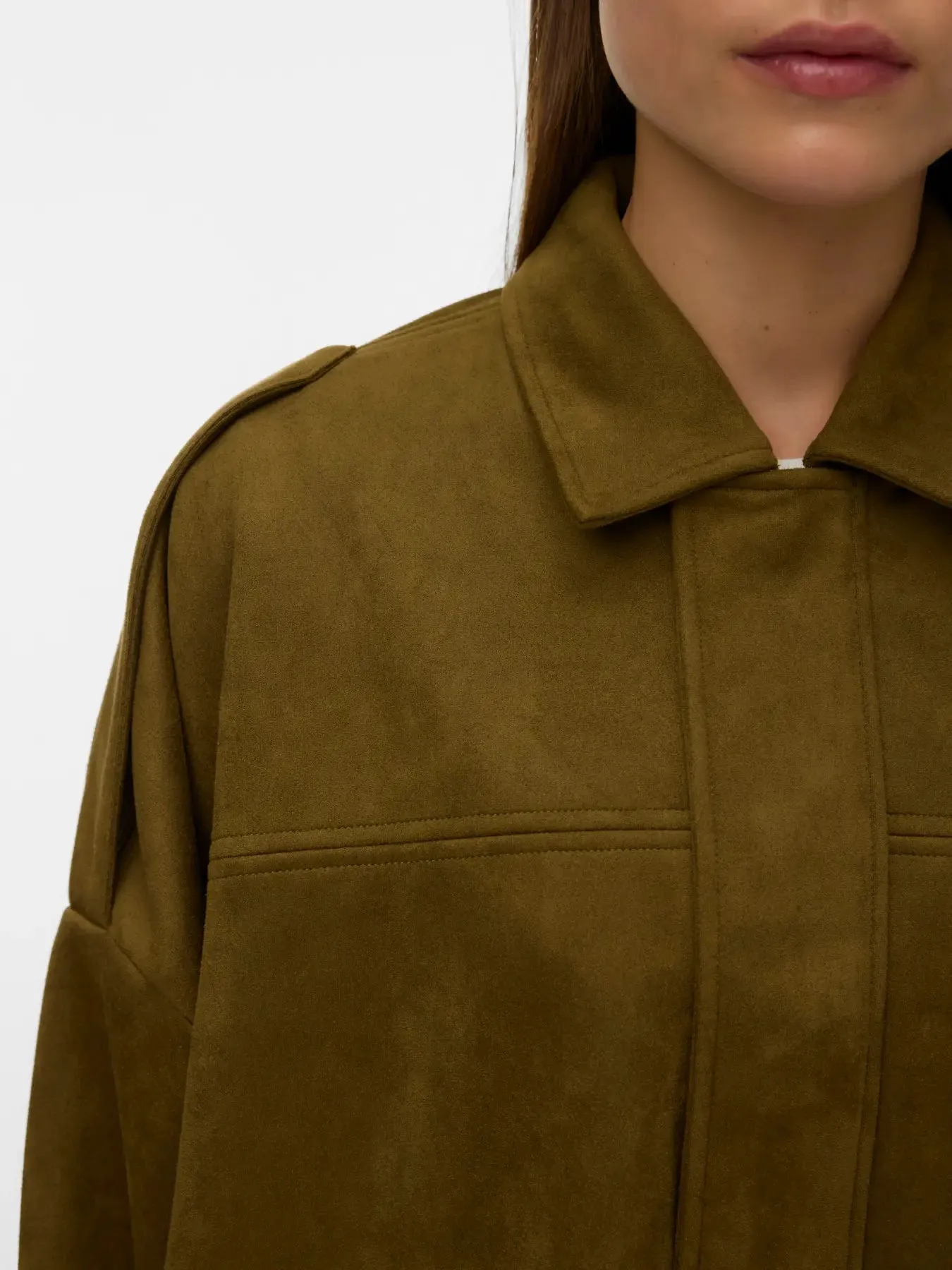 Hazel Faux Suede Bomber-Olive-Vero Moda sold by Uforia Muse product image thumbnail 3