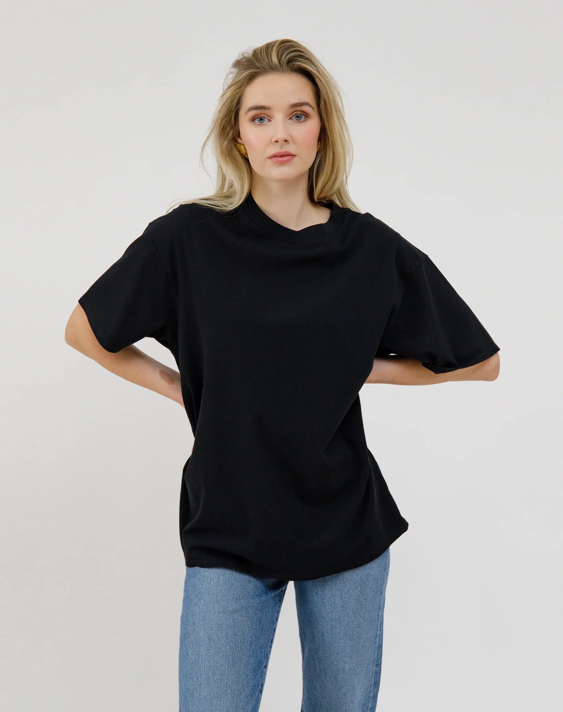 Boxy Tee- Brunette The Label- Black sold by Uforia Muse
