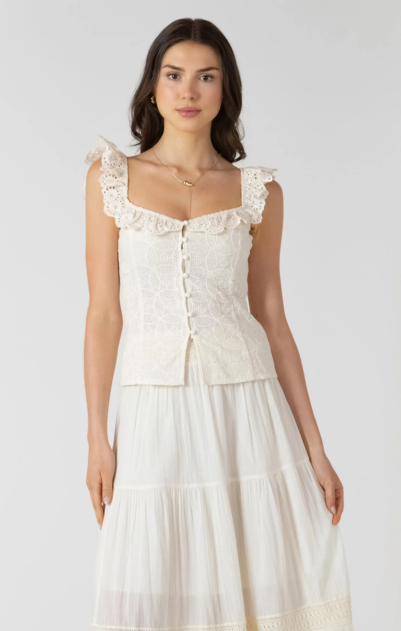 Ecru Eyelet Tank-Dex sold by Uforia Muse