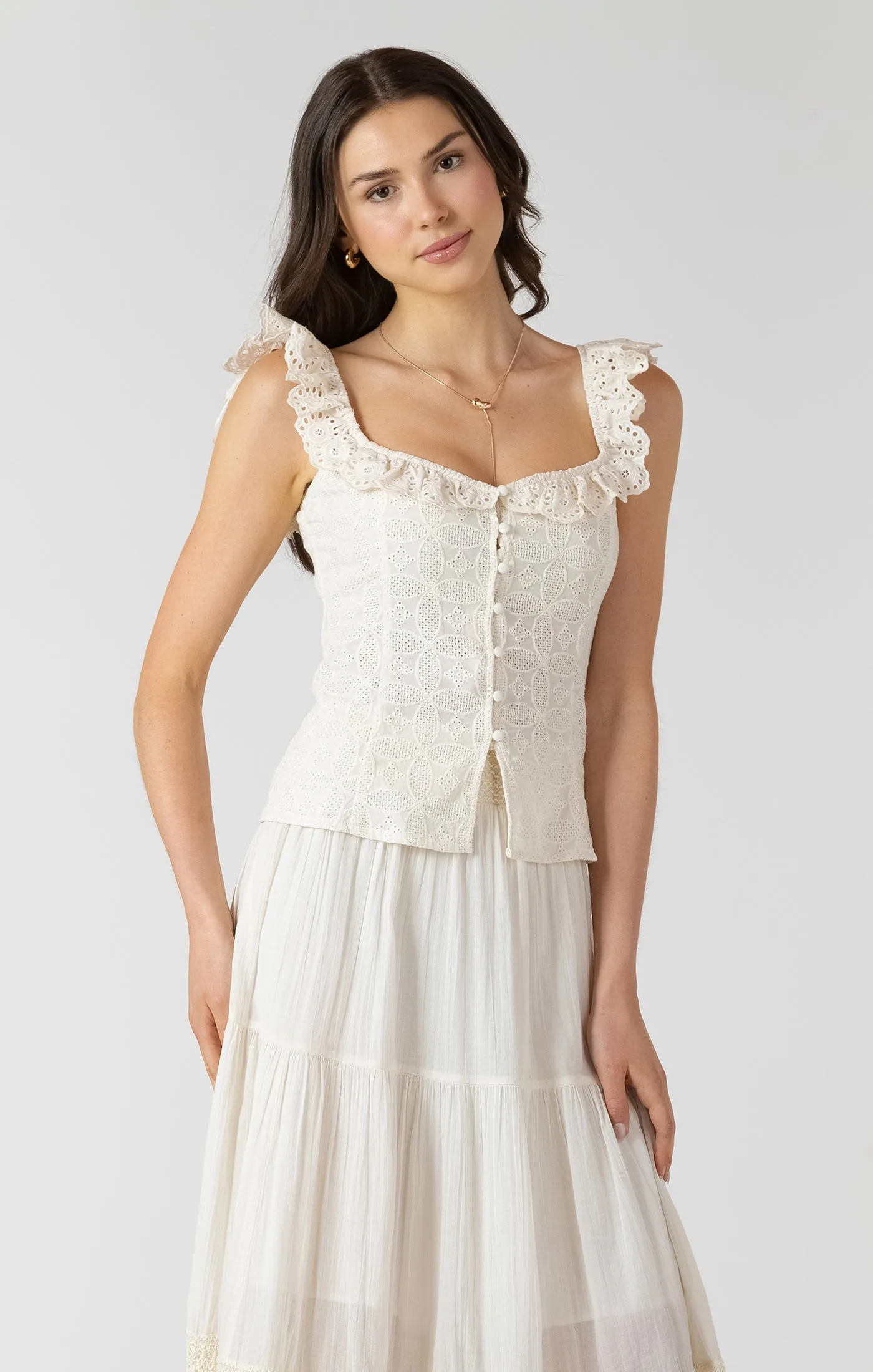 Ecru Eyelet Tank-Dex sold by Uforia Muse product image thumbnail 4