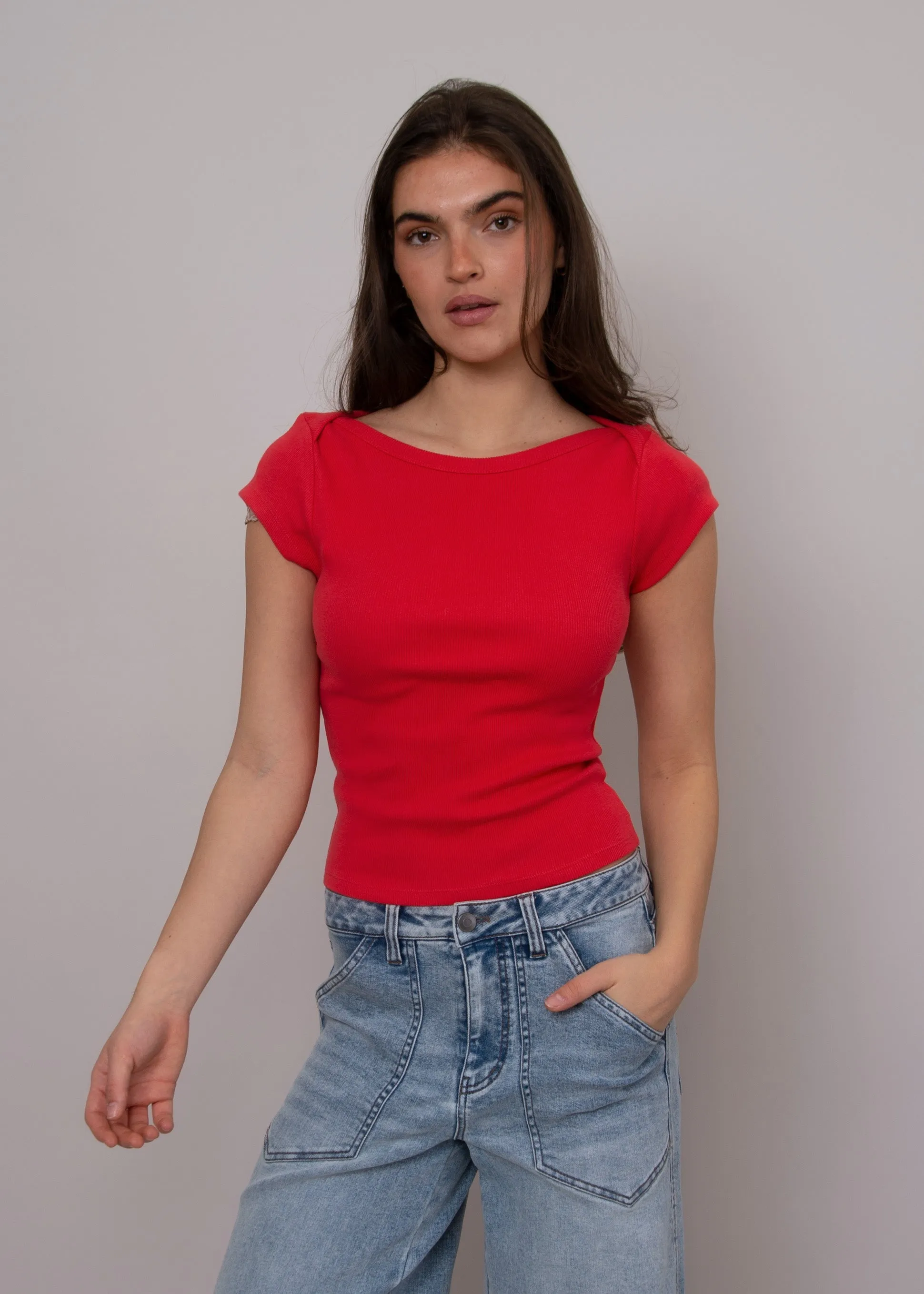 Kelly Boatneck Top-Cherry- Rd Style sold by Uforia Muse product image thumbnail 5