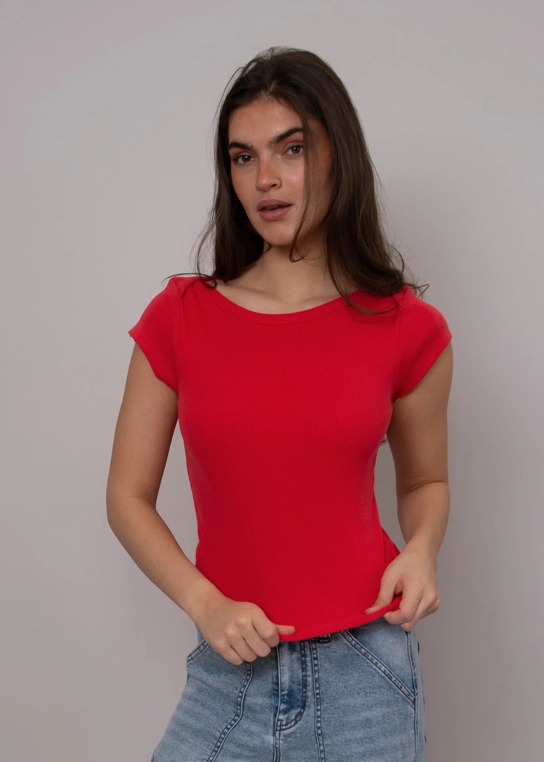 Kelly Boatneck Top-Cherry- Rd Style sold by Uforia Muse product image thumbnail 4